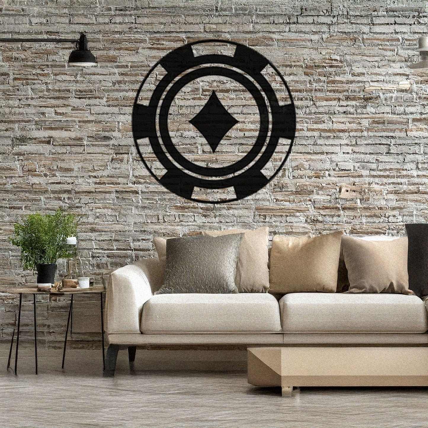 Laser Cut Metal Wall Decor, Poker Chip Diamond Design, Black Casino Wall Art, Game Room Accent, Matte Black Wall Decor, Poker Lover Gift