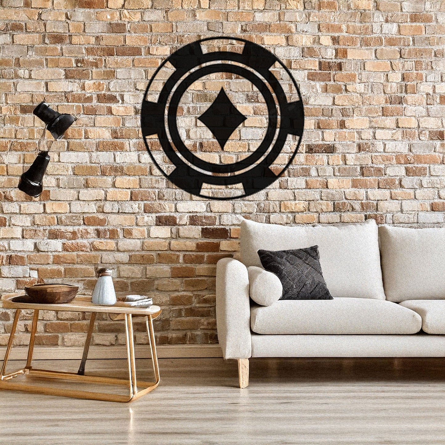Laser Cut Metal Wall Decor, Poker Chip Diamond Design, Black Casino Wall Art, Game Room Accent, Matte Black Wall Decor, Poker Lover Gift