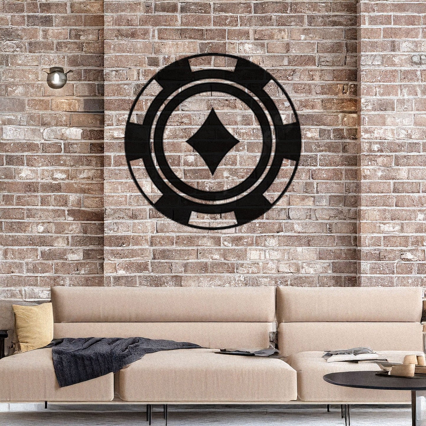 Laser Cut Metal Wall Decor, Poker Chip Diamond Design, Black Casino Wall Art, Game Room Accent, Matte Black Wall Decor, Poker Lover Gift