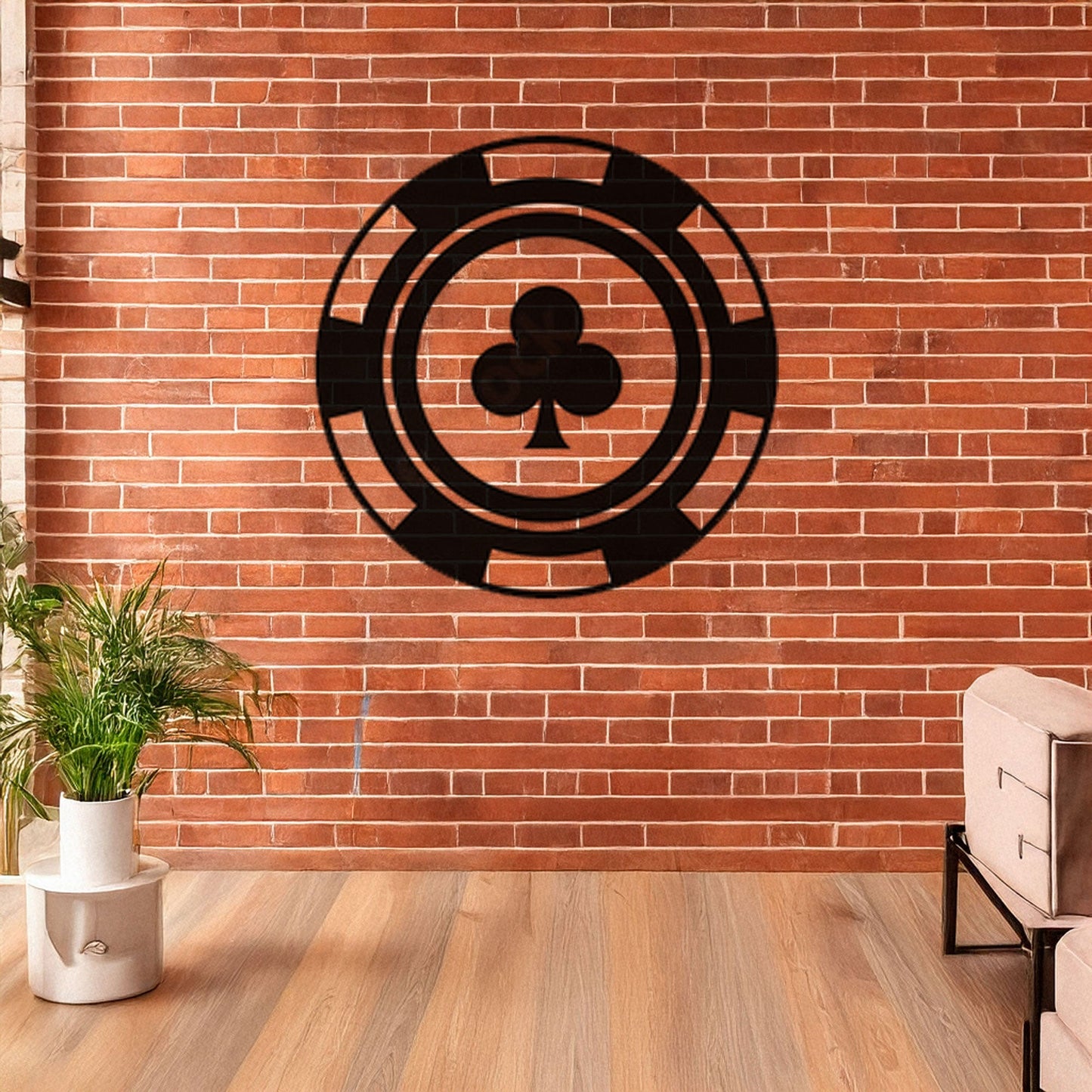 Laser Cut Metal Wall Decor, Poker Chip Clubs Design, Black Casino-Themed Wall Art, Game Room Accent, Matte Black Wall Decor, Poker Enthusiast Gift