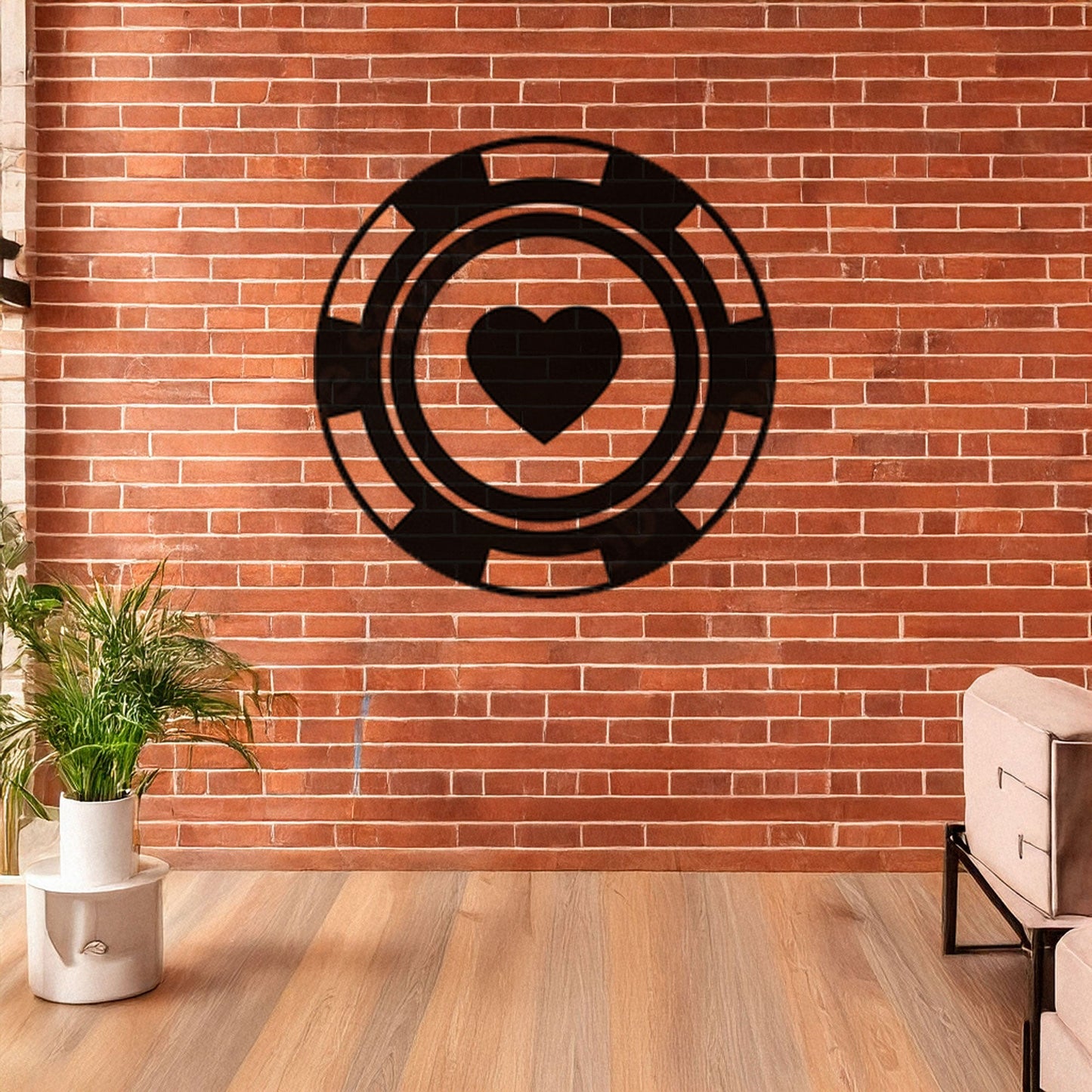 Laser Cut Metal Wall Decor, Poker Chip Hearts Design, Black Casino Wall Art, Game Room Accent, Matte Black Wall Decor, Poker Enthusiast Gift
