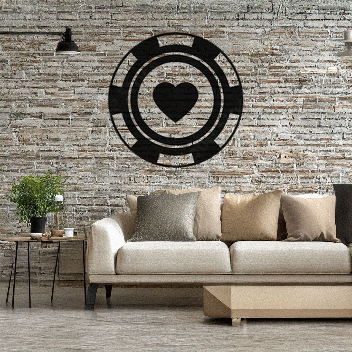 Laser Cut Metal Wall Decor, Poker Chip Hearts Design, Black Casino Wall Art, Game Room Accent, Matte Black Wall Decor, Poker Enthusiast Gift