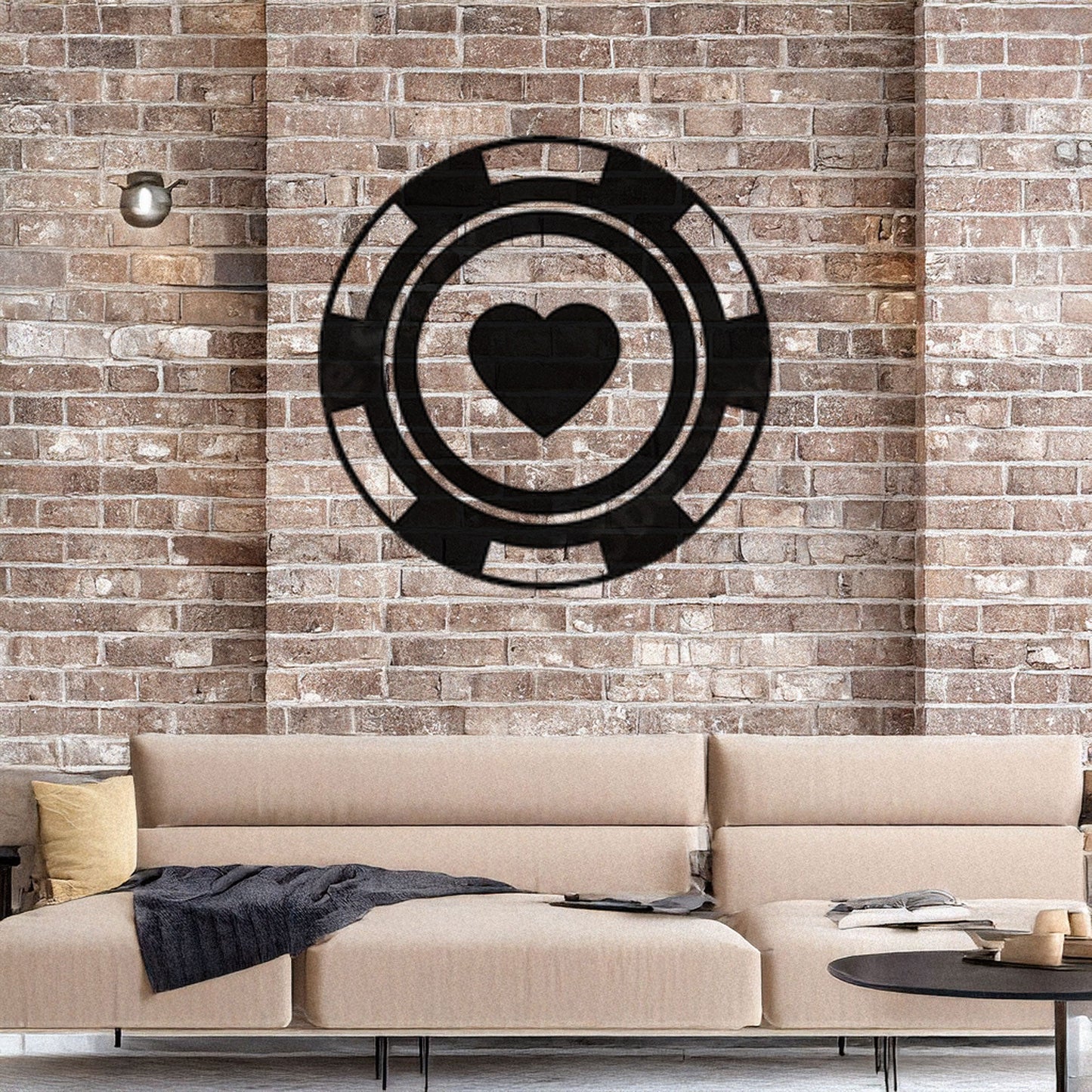 Laser Cut Metal Wall Decor, Poker Chip Hearts Design, Black Casino Wall Art, Game Room Accent, Matte Black Wall Decor, Poker Enthusiast Gift