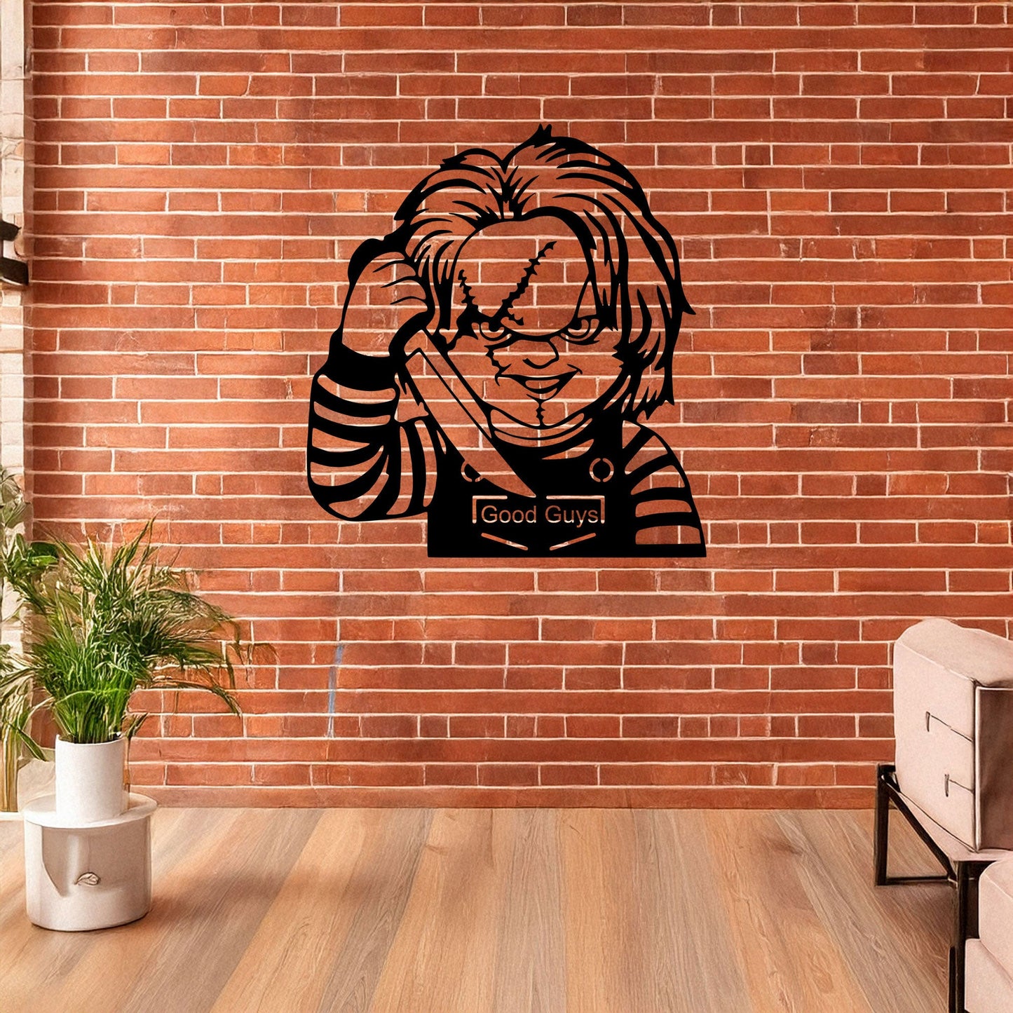 Laser Cut Metal Wall Decor, Chucky Design, Black Horror Wall Art, Halloween Home Decor, Matte Black Wall Accent, Gift for Horror Enthusiasts