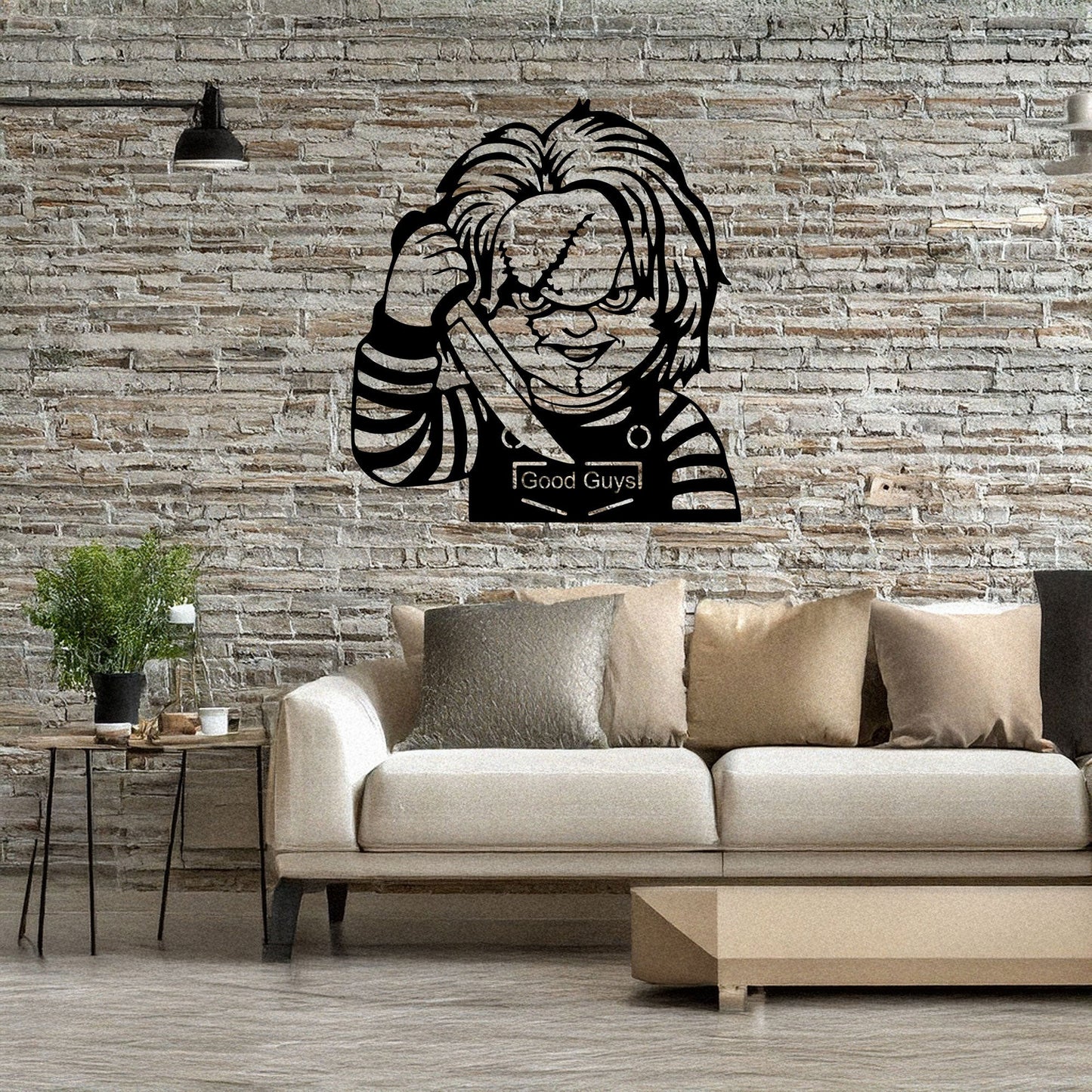 Laser Cut Metal Wall Decor, Chucky Design, Black Horror Wall Art, Halloween Home Decor, Matte Black Wall Accent, Gift for Horror Enthusiasts