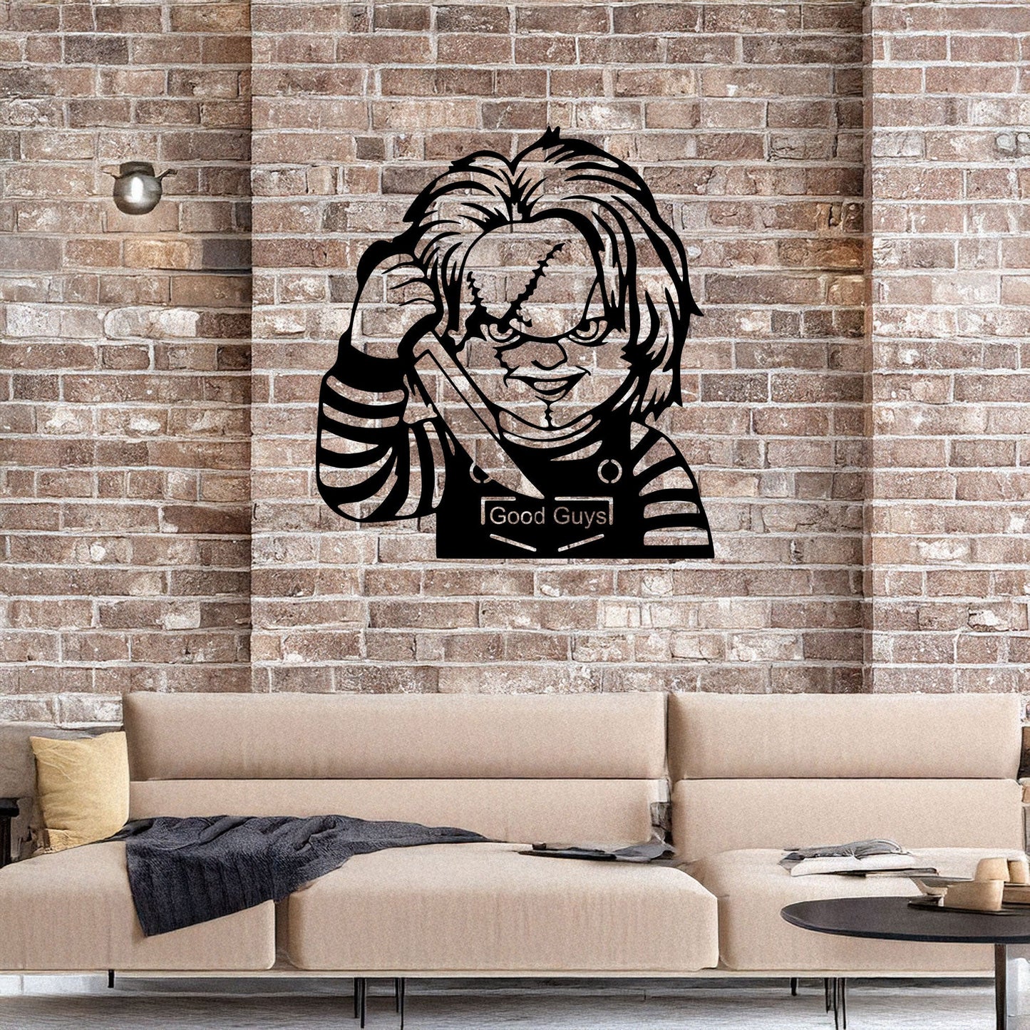Laser Cut Metal Wall Decor, Chucky Design, Black Horror Wall Art, Halloween Home Decor, Matte Black Wall Accent, Gift for Horror Enthusiasts