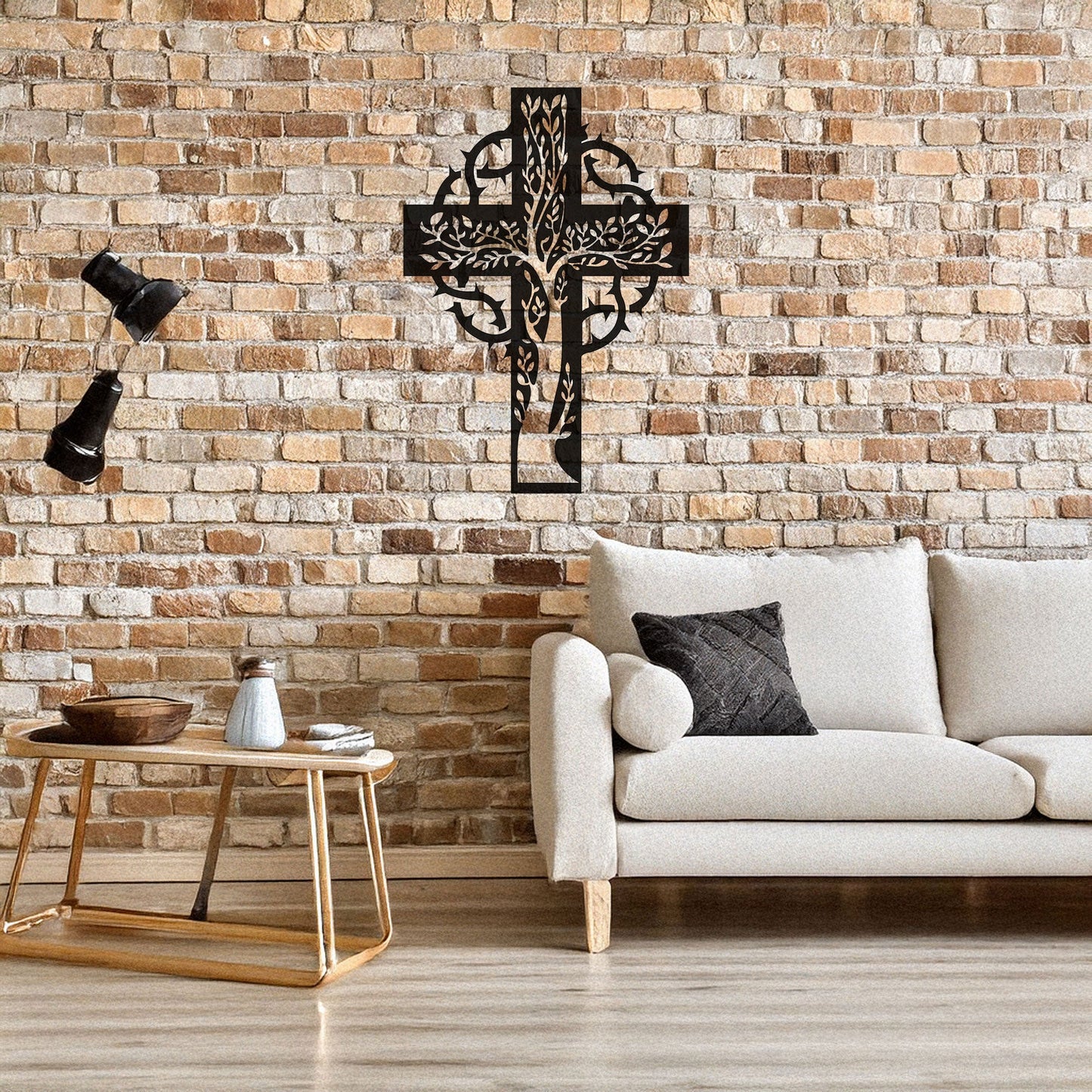 Laser Cut Metal Wall Decor, Floral Christian Cross Design, Black Religious Wall Art, Matte Black Wall Accent, Faith-Inspired Home Decor