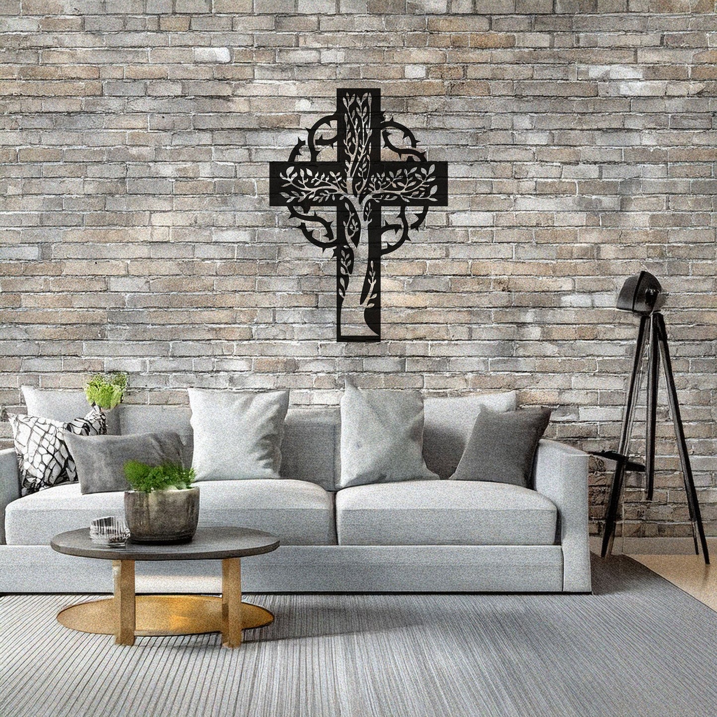 Laser Cut Metal Wall Decor, Floral Christian Cross Design, Black Religious Wall Art, Matte Black Wall Accent, Faith-Inspired Home Decor