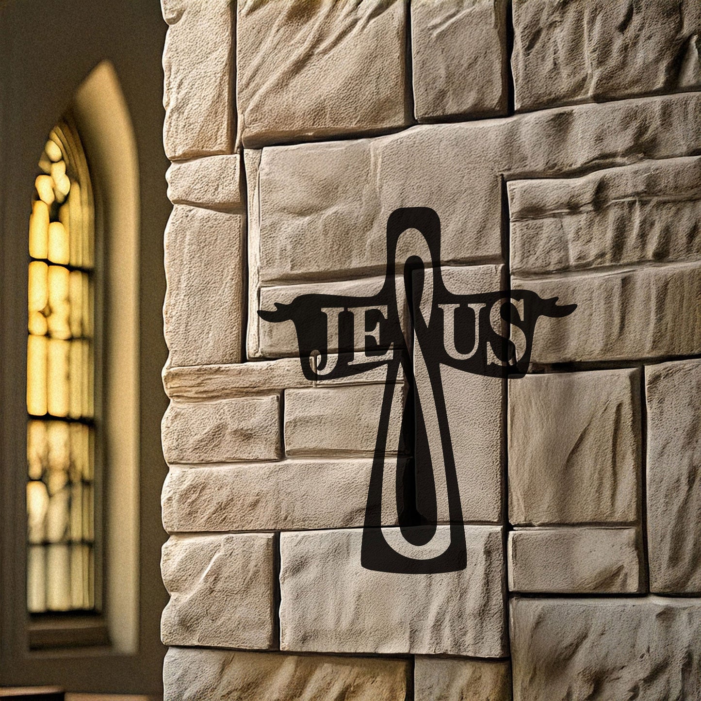 Laser Cut Metal Wall Decor, Jesus Christian Cross Design, Black Religious Wall Art, Faith-Inspired Home Accent, Matte Black Wall Decor
