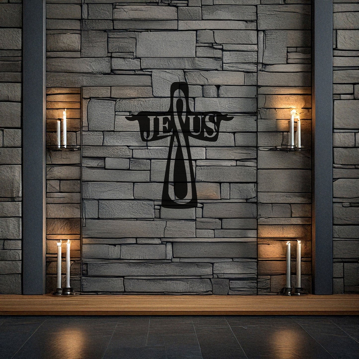 Laser Cut Metal Wall Decor, Jesus Christian Cross Design, Black Religious Wall Art, Faith-Inspired Home Accent, Matte Black Wall Decor