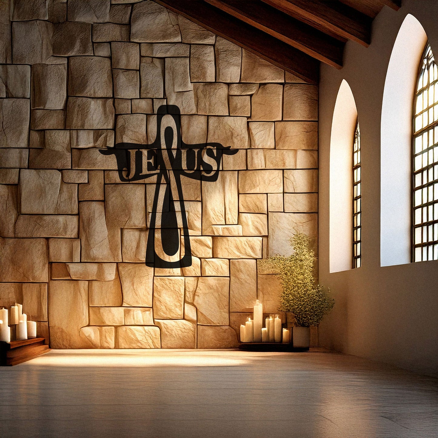 Laser Cut Metal Wall Decor, Jesus Christian Cross Design, Black Religious Wall Art, Faith-Inspired Home Accent, Matte Black Wall Decor