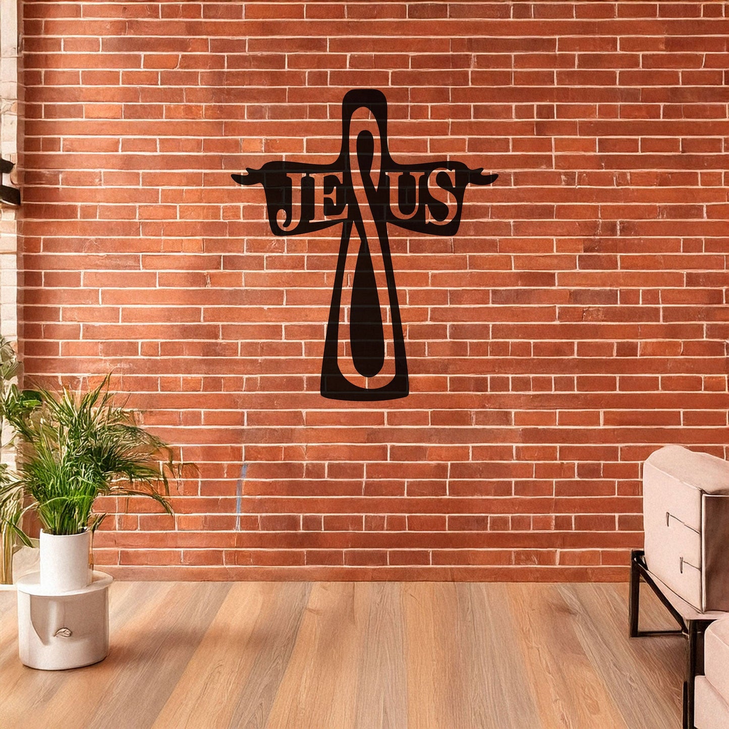 Laser Cut Metal Wall Decor, Jesus Christian Cross Design, Black Religious Wall Art, Faith-Inspired Home Accent, Matte Black Wall Decor