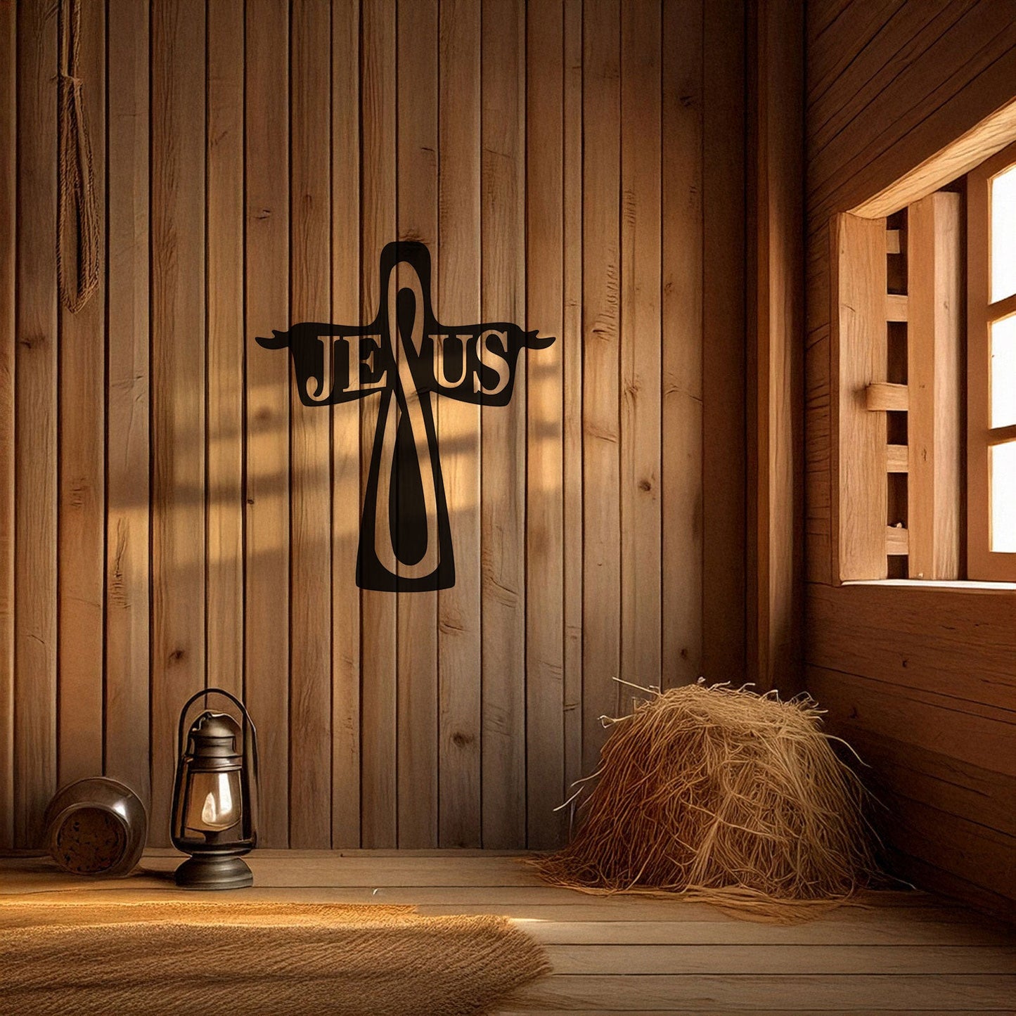 Laser Cut Metal Wall Decor, Jesus Christian Cross Design, Black Religious Wall Art, Faith-Inspired Home Accent, Matte Black Wall Decor
