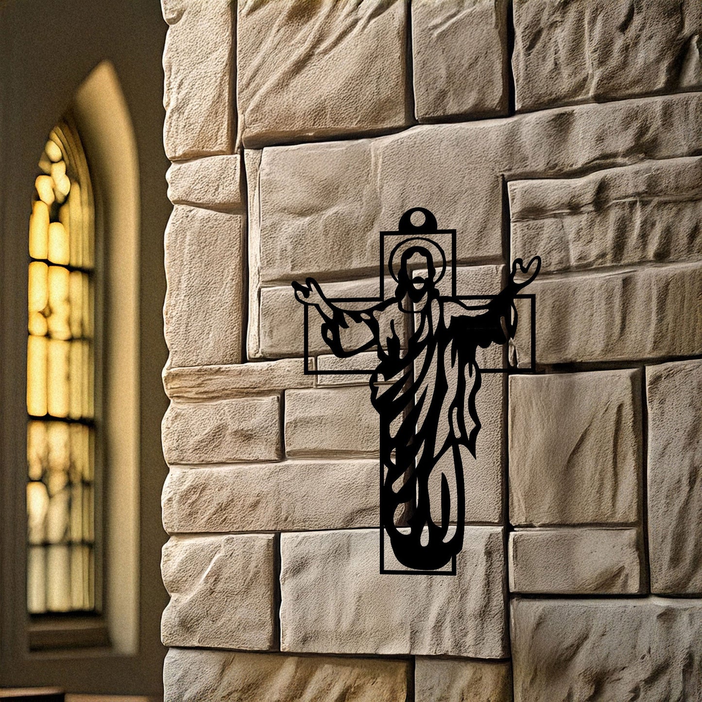 Laser Cut Metal Wall Decor, Jesus Christian Cross Design, Black Religious Wall Art, Matte Black Faith Decor, Spiritual Home Accent