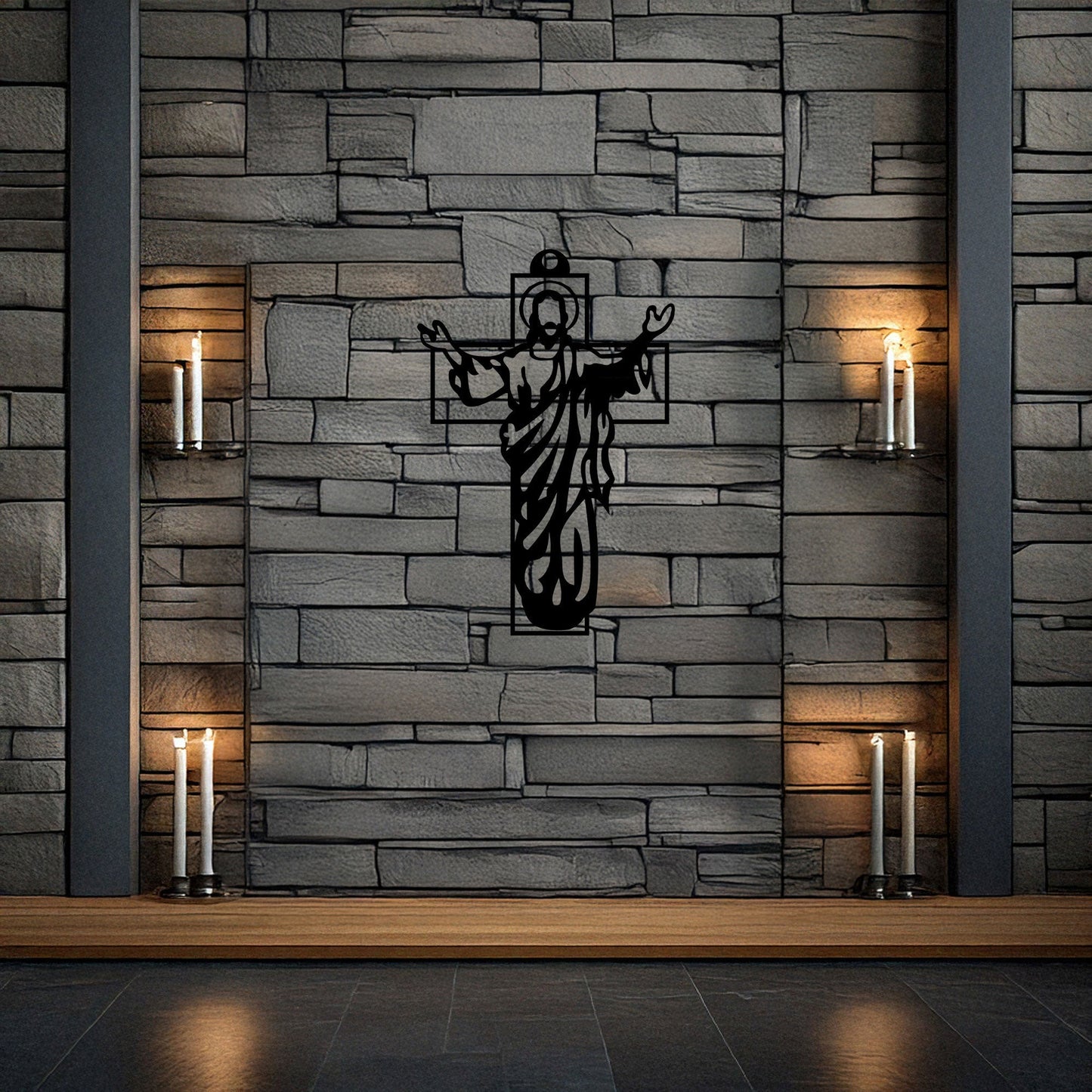 Laser Cut Metal Wall Decor, Jesus Christian Cross Design, Black Religious Wall Art, Matte Black Faith Decor, Spiritual Home Accent