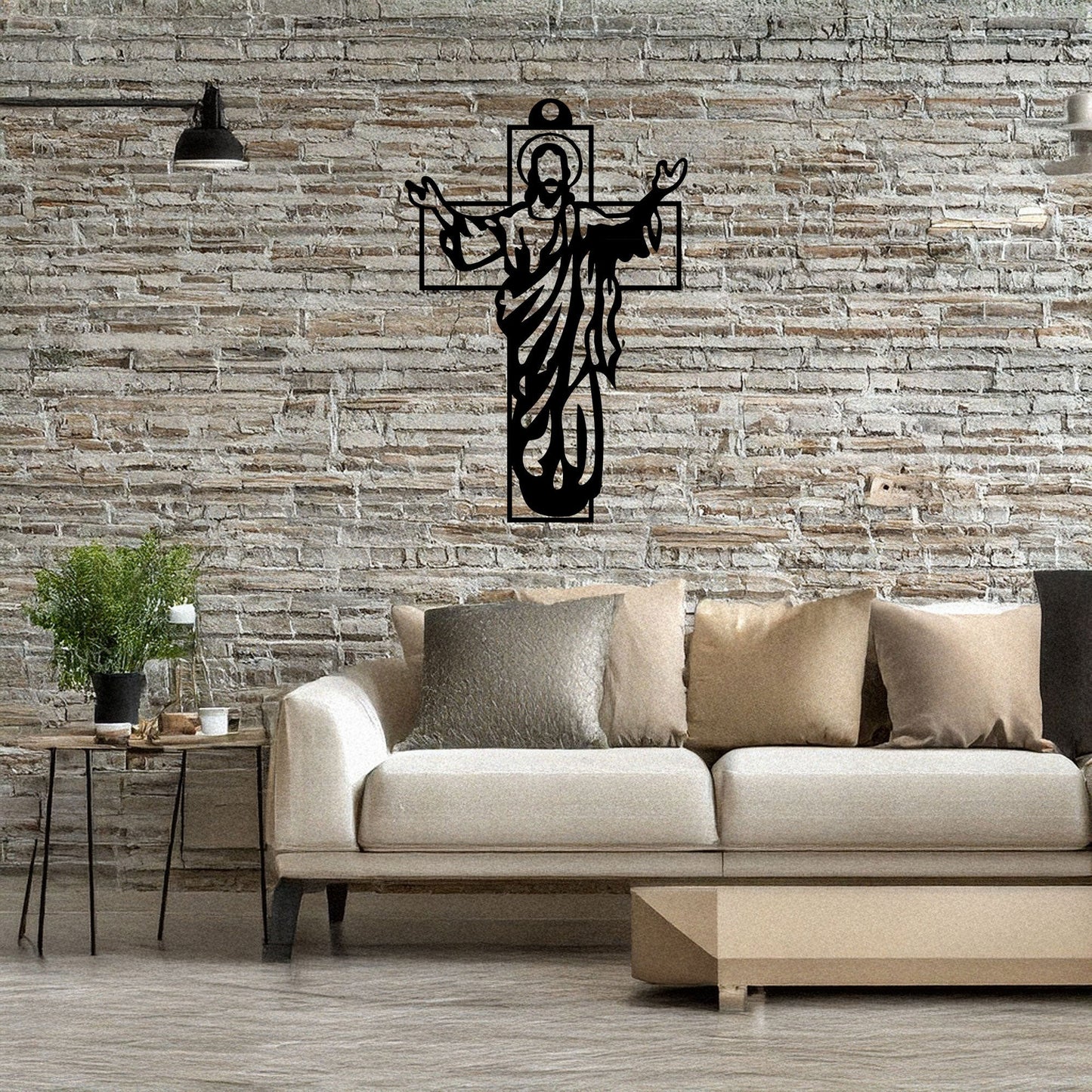 Laser Cut Metal Wall Decor, Jesus Christian Cross Design, Black Religious Wall Art, Matte Black Faith Decor, Spiritual Home Accent