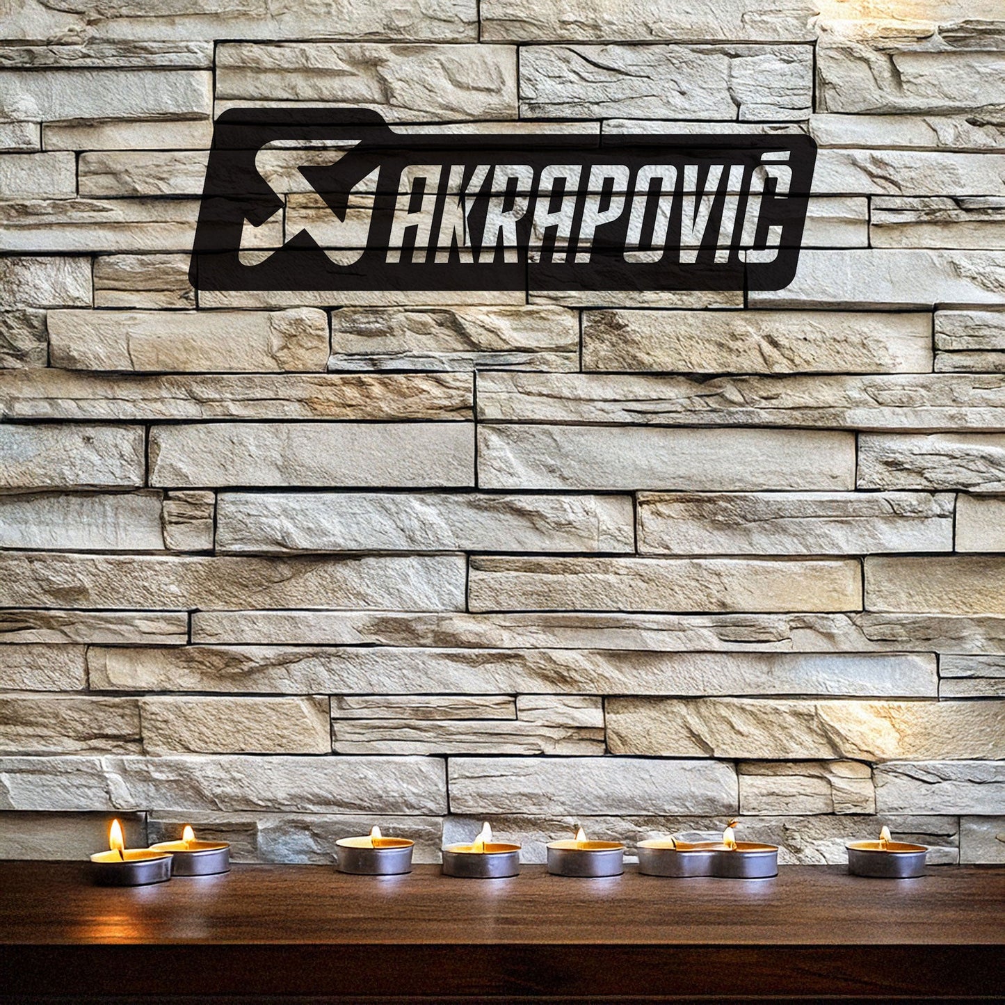 Laser Cut Metal Wall Decor, Akrapovic Logo Design, Black Motorcycle Brand Wall Art, Matte Black Garage Decor, Biker Gift