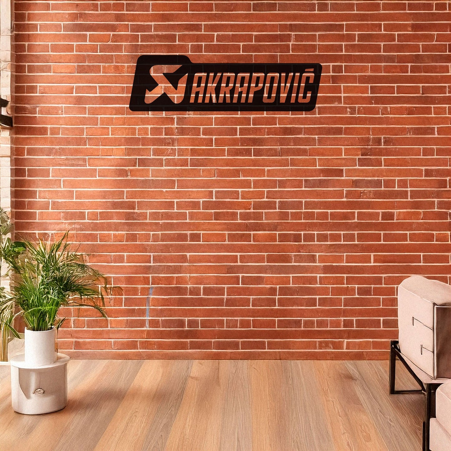 Laser Cut Metal Wall Decor, Akrapovic Logo Design, Black Motorcycle Brand Wall Art, Matte Black Garage Decor, Biker Gift