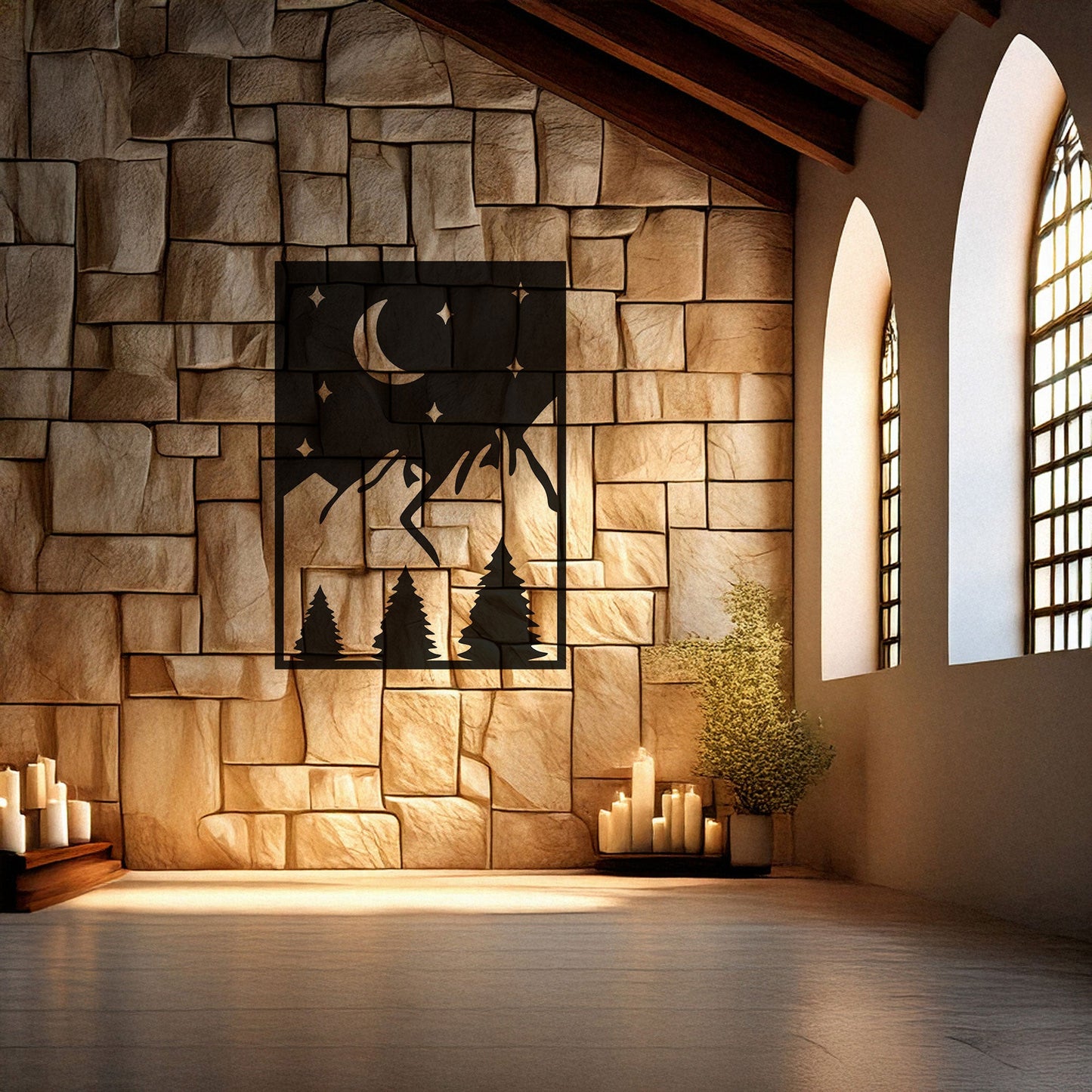 Laser Cut Metal Wall Decor, Sun Mountain Evening Design, Matte Black Nature Wall Art, Rustic Mountain Silhouette, Gift for Outdoor Lovers