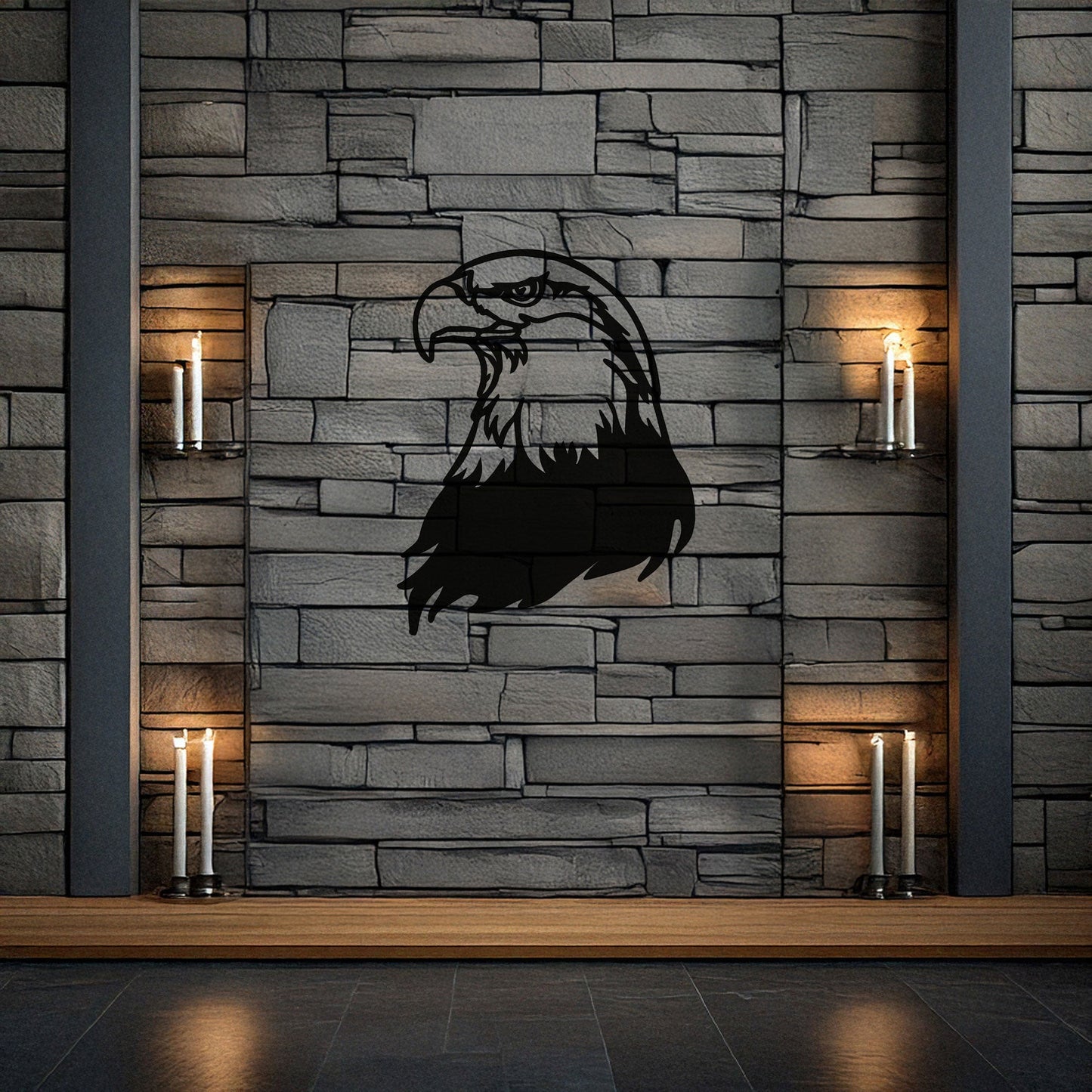 Laser Cut Eagle Wall Decor, Matte Black Metal Bird Art, Patriotic Gift for Nature Lovers, Rustic Wall Accent, 3 Sizes