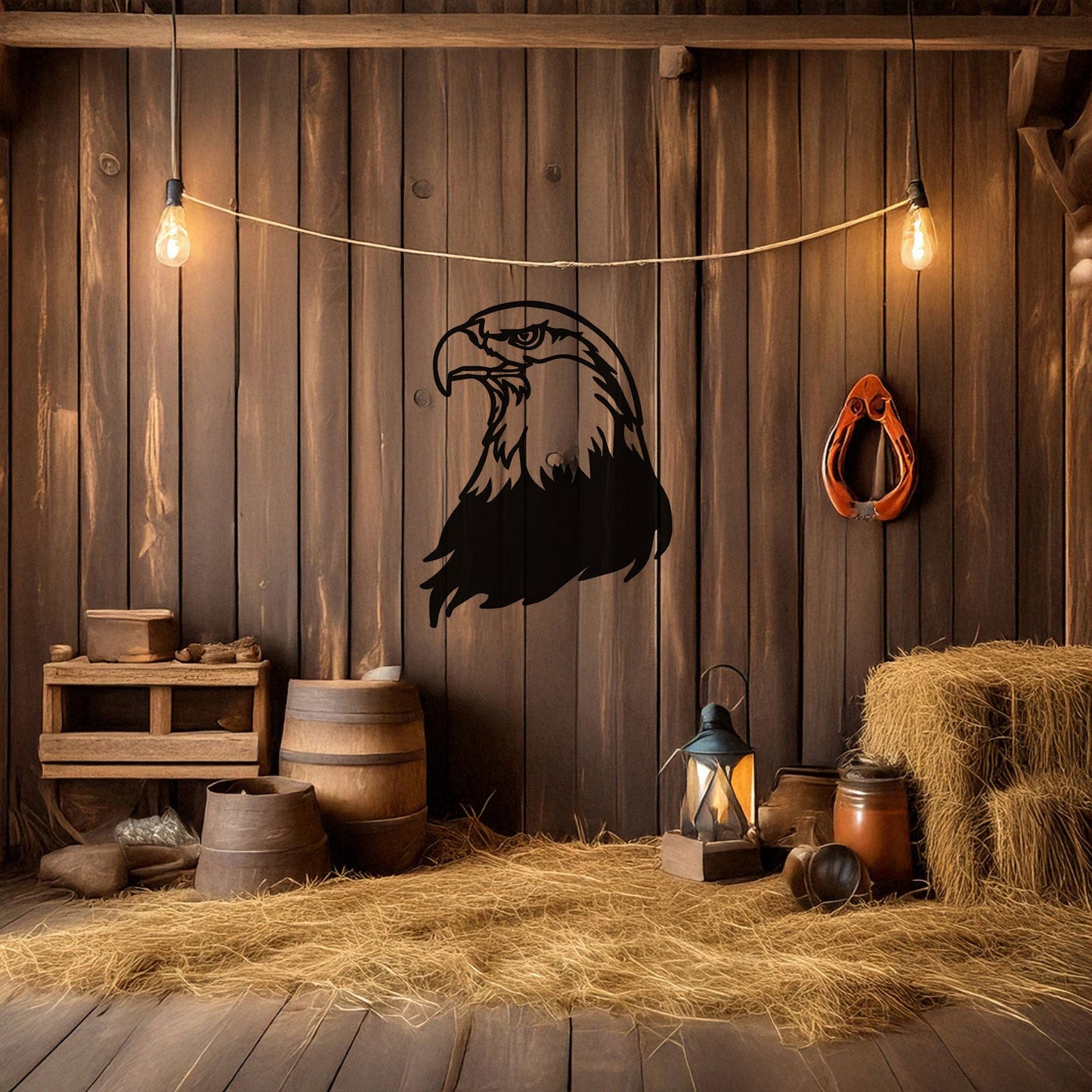 Laser Cut Eagle Wall Decor, Matte Black Metal Bird Art, Patriotic Gift for Nature Lovers, Rustic Wall Accent, 3 Sizes