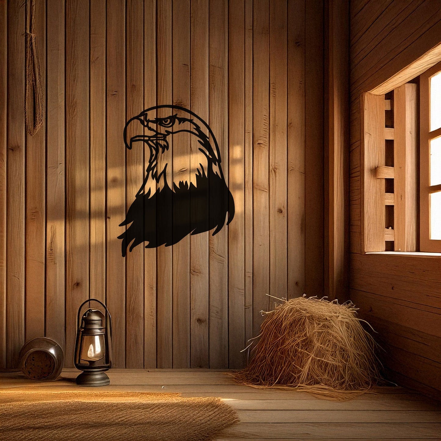 Laser Cut Eagle Wall Decor, Matte Black Metal Bird Art, Patriotic Gift for Nature Lovers, Rustic Wall Accent, 3 Sizes