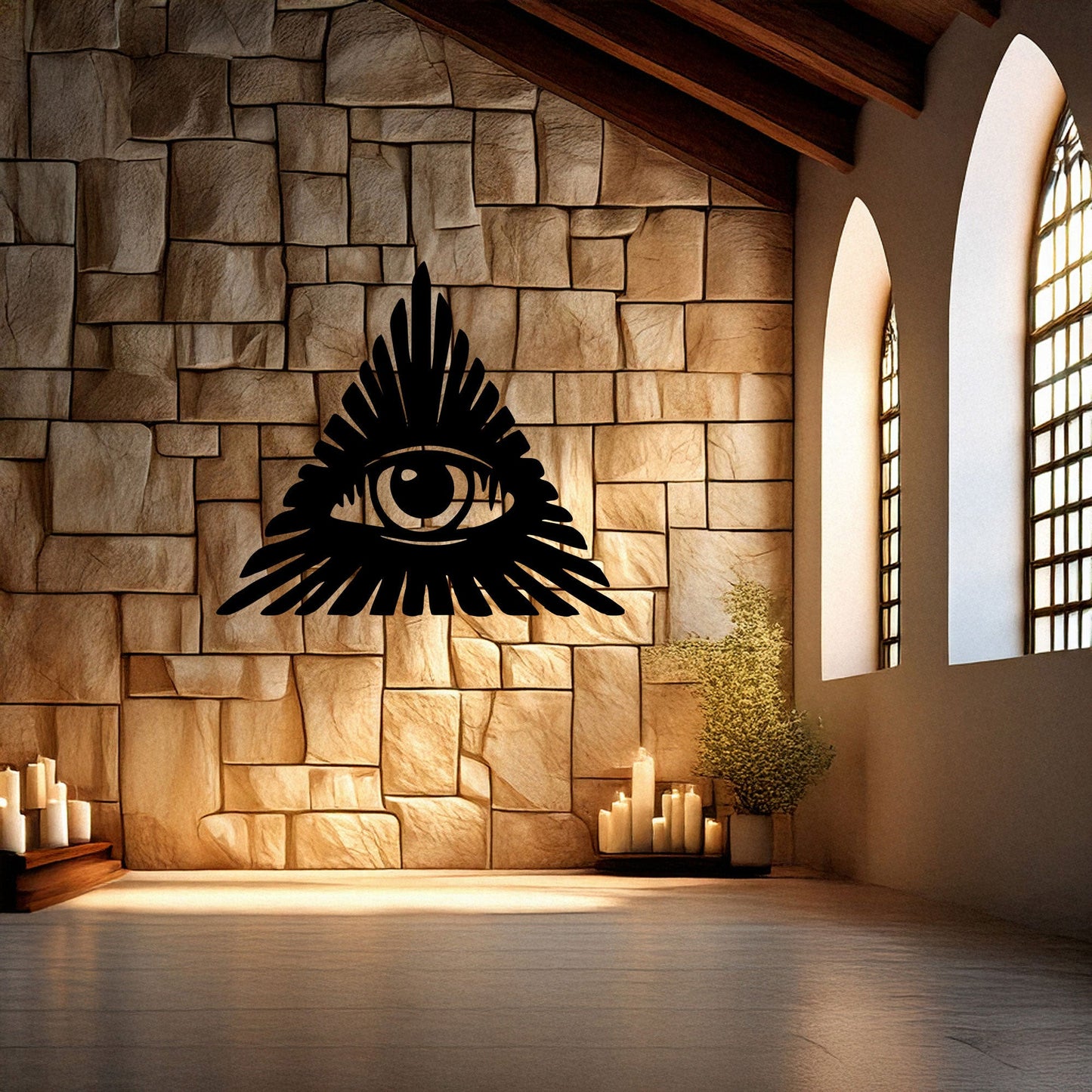 All-Seeing Eye Laser Cut Metal Wall Decor, Black Symbolic Art for Modern Home, Esoteric Gift Idea, 3 Sizes