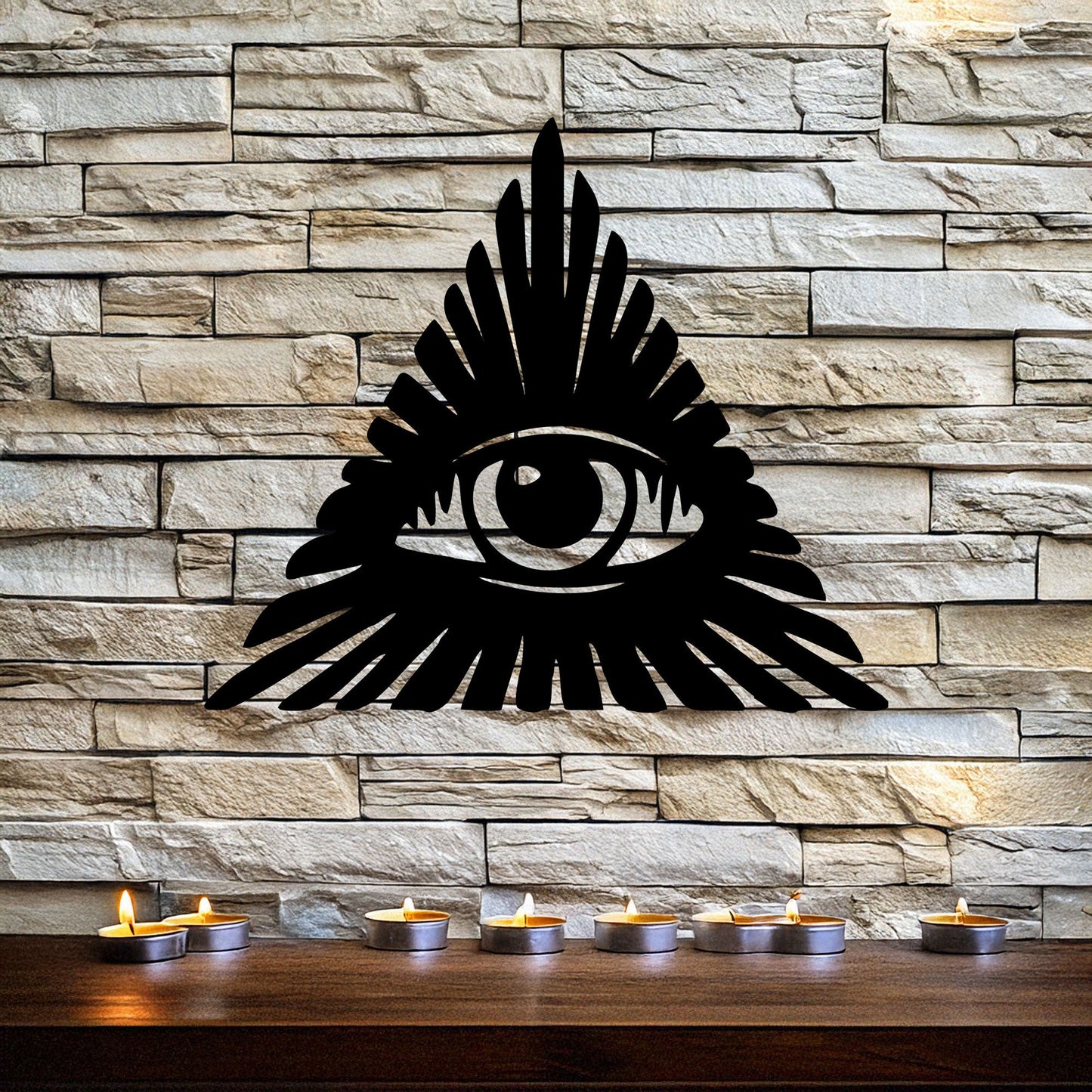 All-Seeing Eye Laser Cut Metal Wall Decor, Black Symbolic Art for Modern Home, Esoteric Gift Idea, 3 Sizes