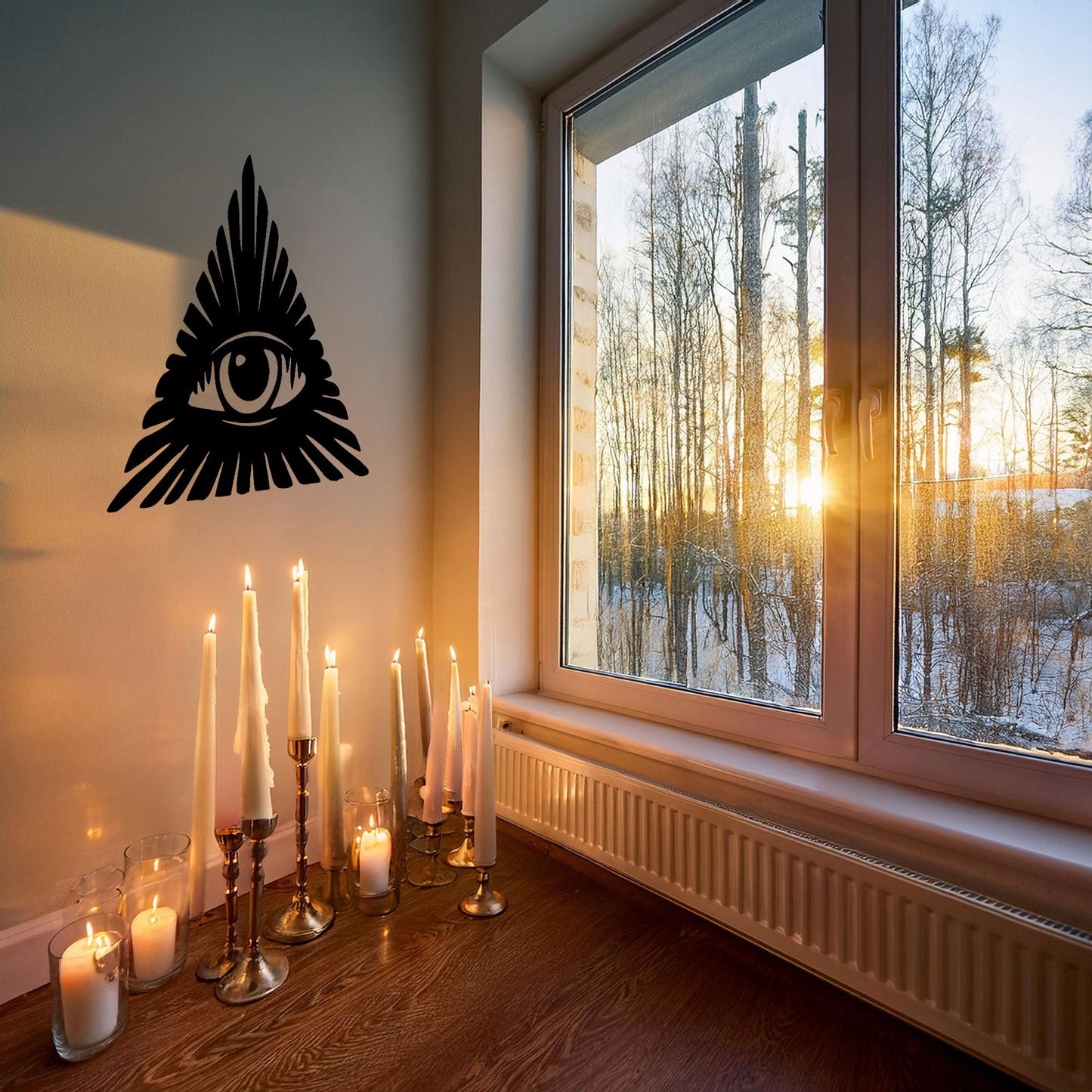 All-Seeing Eye Laser Cut Metal Wall Decor, Black Symbolic Art for Modern Home, Esoteric Gift Idea, 3 Sizes