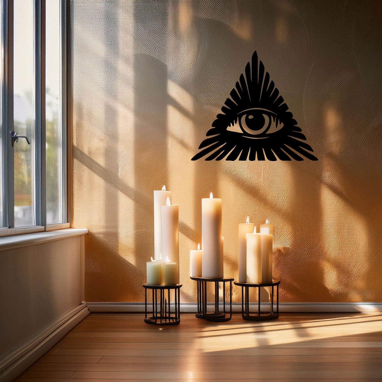 All-Seeing Eye Laser Cut Metal Wall Decor, Black Symbolic Art for Modern Home, Esoteric Gift Idea, 3 Sizes