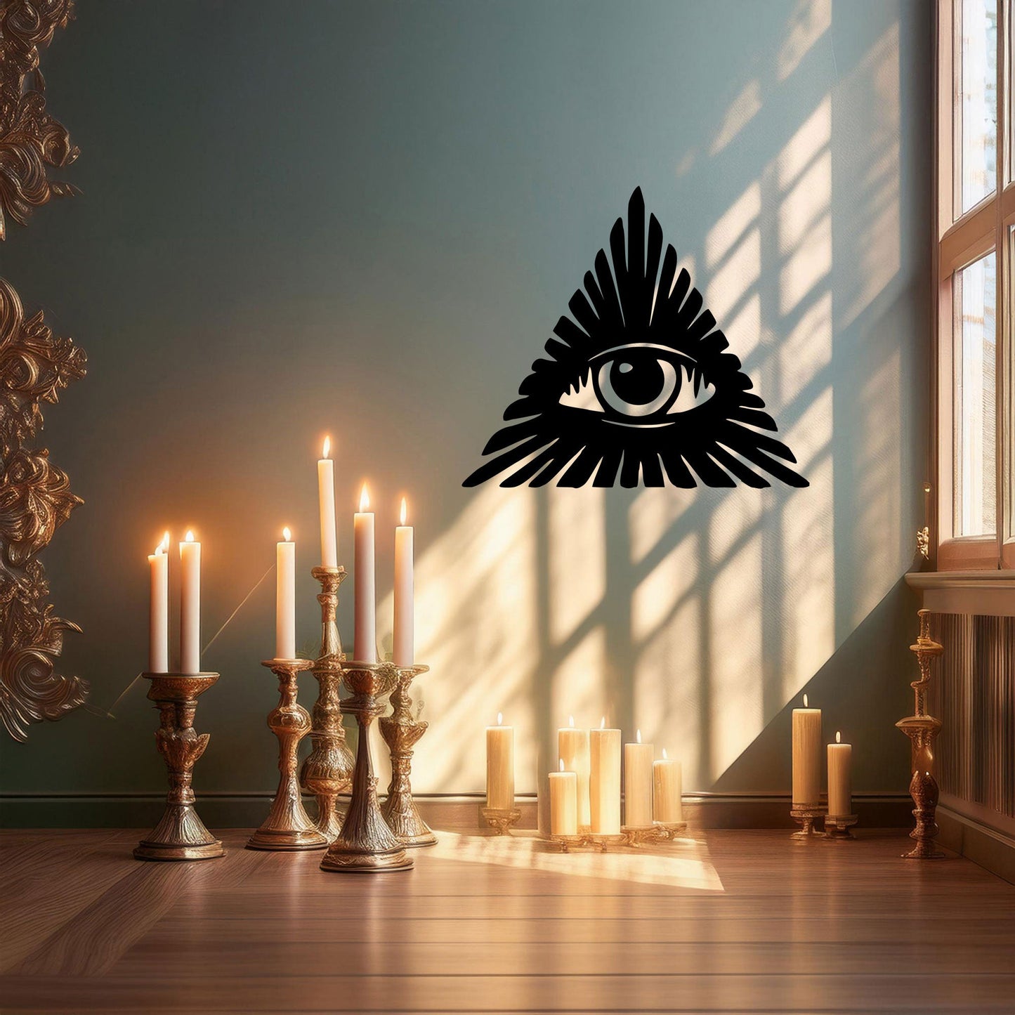 All-Seeing Eye Laser Cut Metal Wall Decor, Black Symbolic Art for Modern Home, Esoteric Gift Idea, 3 Sizes
