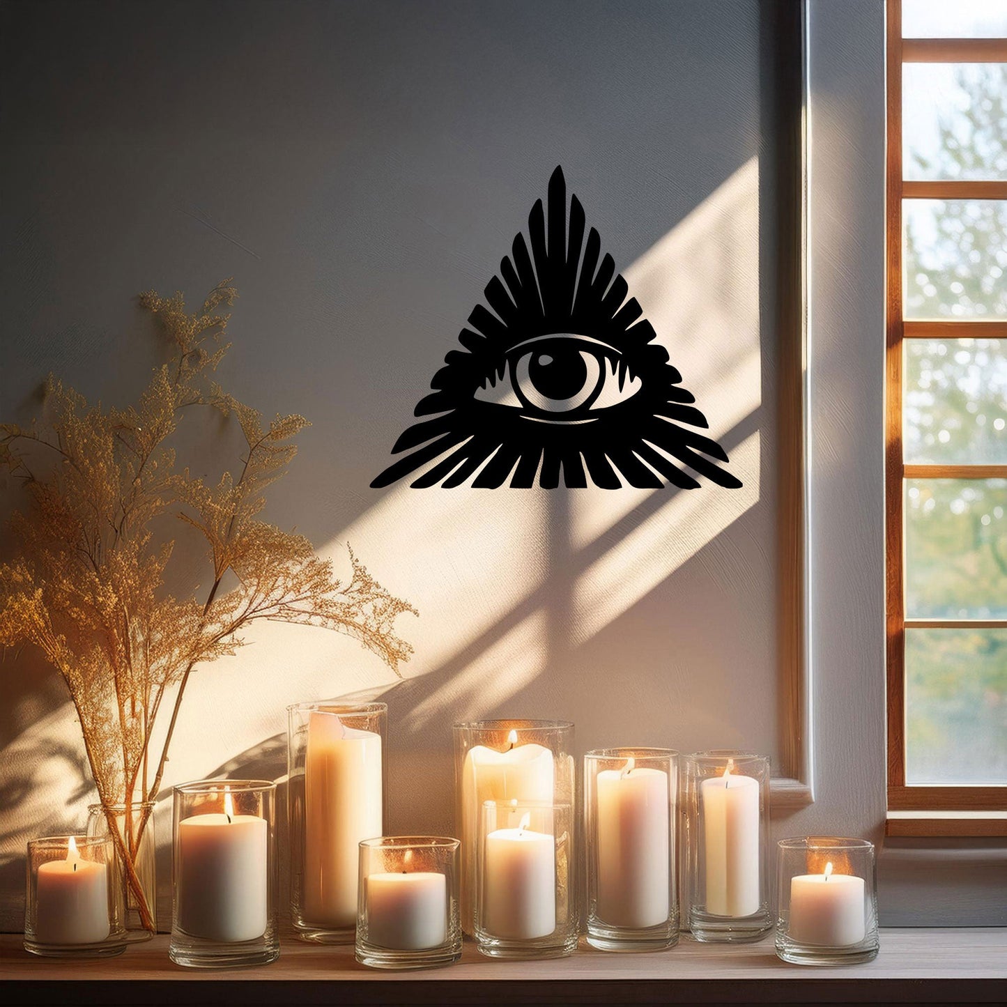All-Seeing Eye Laser Cut Metal Wall Decor, Black Symbolic Art for Modern Home, Esoteric Gift Idea, 3 Sizes