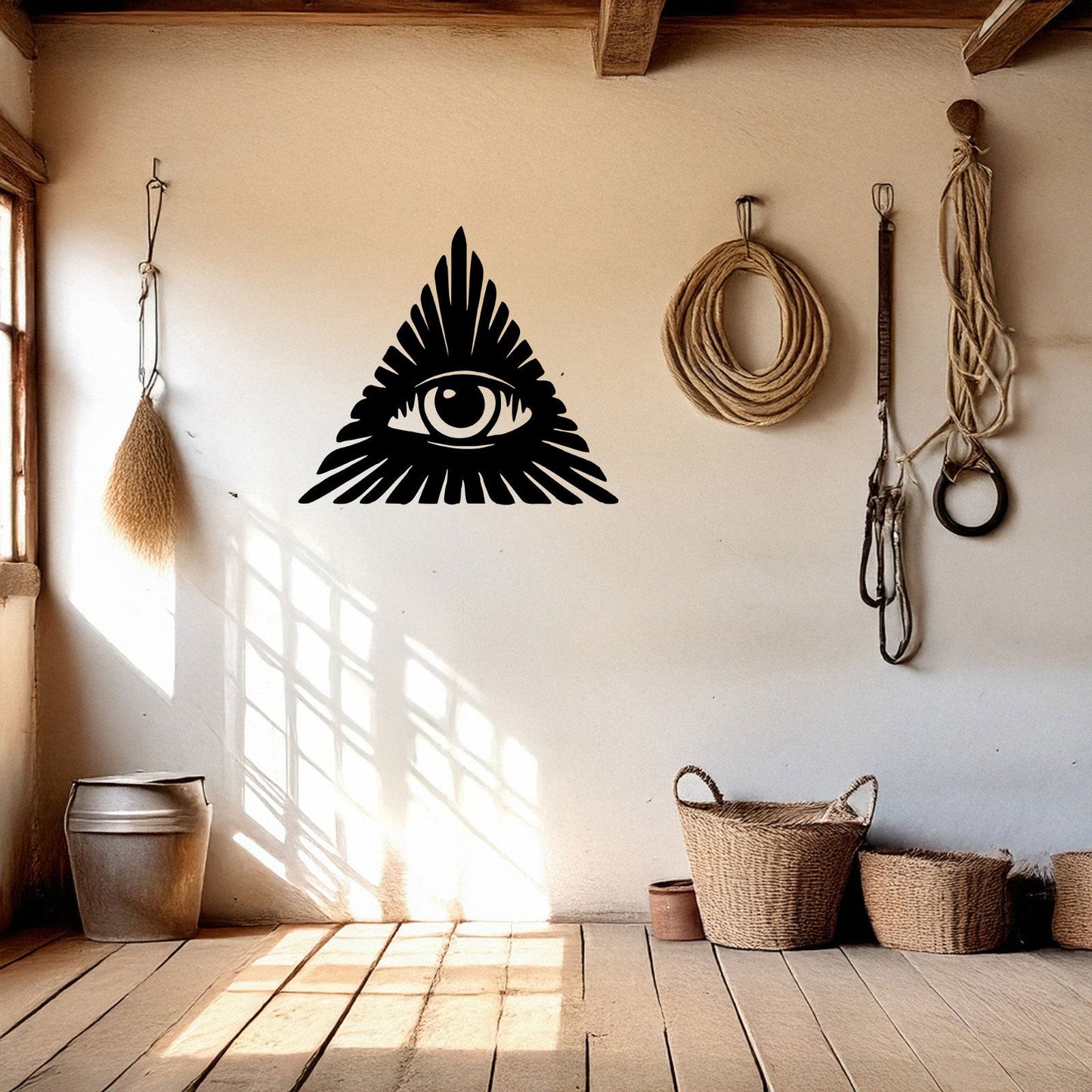 All-Seeing Eye Laser Cut Metal Wall Decor, Black Symbolic Art for Modern Home, Esoteric Gift Idea, 3 Sizes