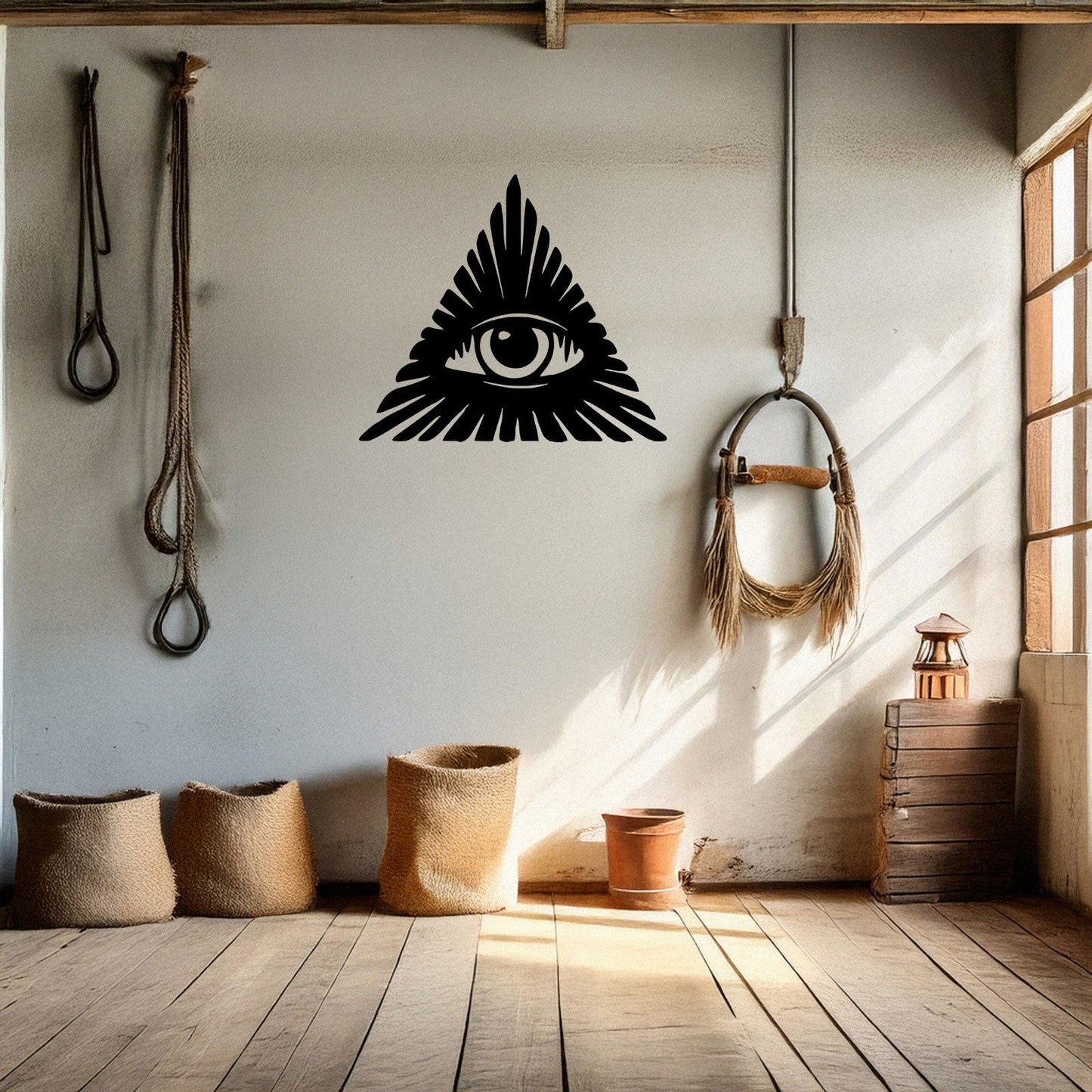 All-Seeing Eye Laser Cut Metal Wall Decor, Black Symbolic Art for Modern Home, Esoteric Gift Idea, 3 Sizes