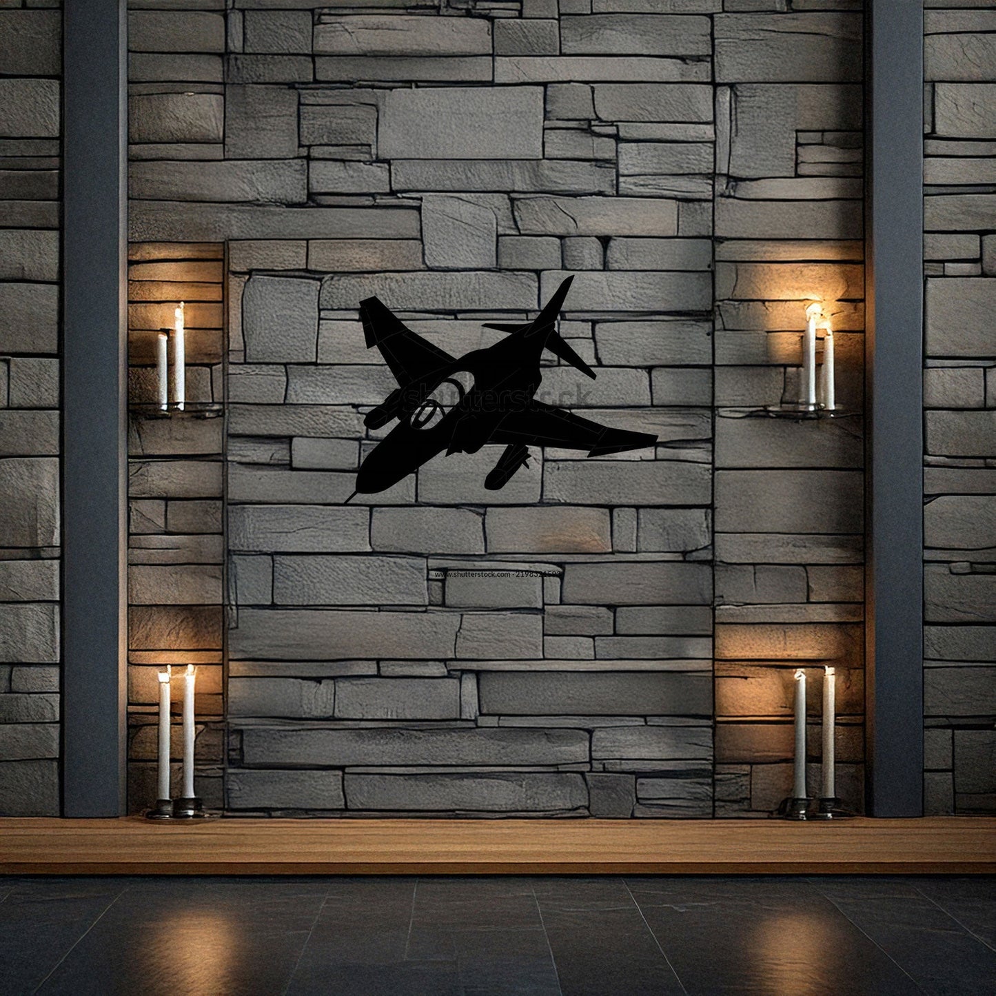 Laser Cut Fighter Jet Wall Decor, Matte Black Military Aircraft Design, Aviation Enthusiast Gift, Modern Metal Art, 3 Sizes