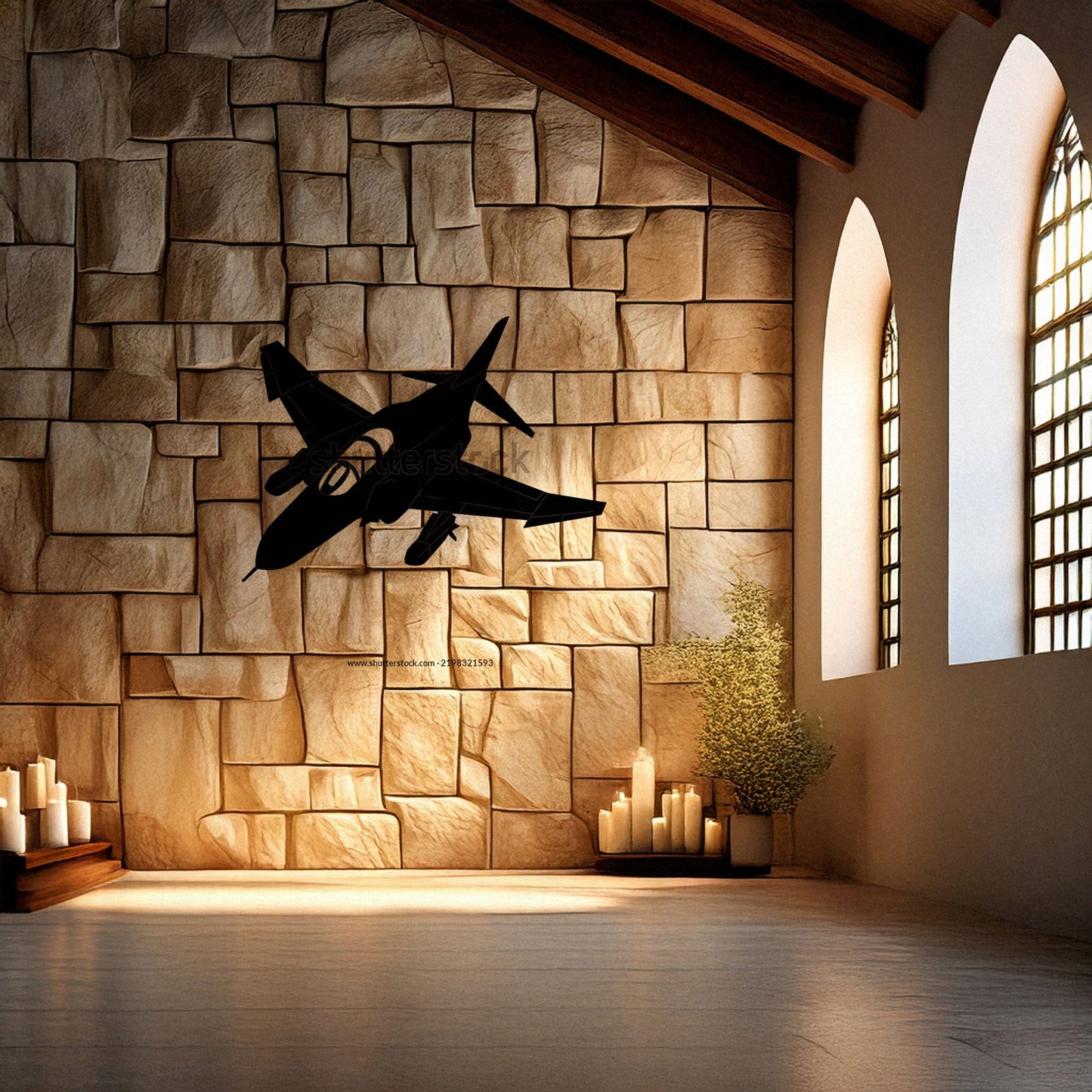 Laser Cut Fighter Jet Wall Decor, Matte Black Military Aircraft Design, Aviation Enthusiast Gift, Modern Metal Art, 3 Sizes