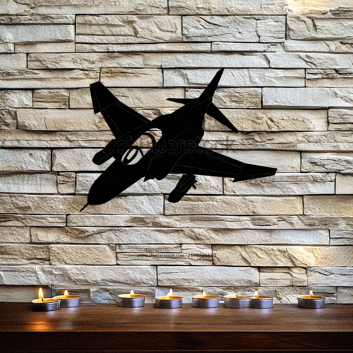 Laser Cut Fighter Jet Wall Decor, Matte Black Military Aircraft Design, Aviation Enthusiast Gift, Modern Metal Art, 3 Sizes