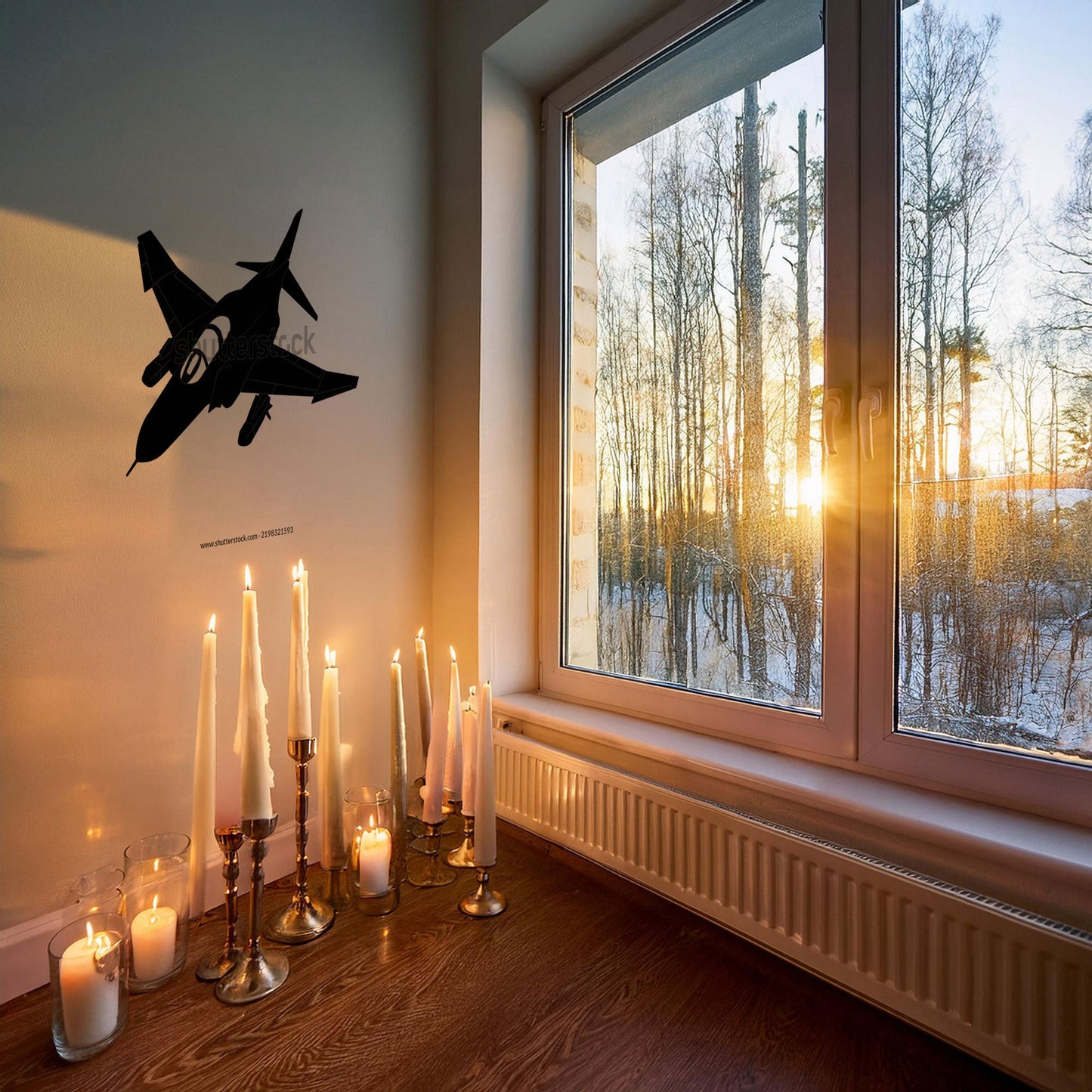 Laser Cut Fighter Jet Wall Decor, Matte Black Military Aircraft Design, Aviation Enthusiast Gift, Modern Metal Art, 3 Sizes