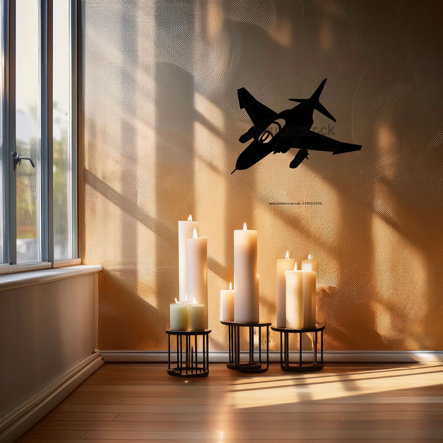 Laser Cut Fighter Jet Wall Decor, Matte Black Military Aircraft Design, Aviation Enthusiast Gift, Modern Metal Art, 3 Sizes