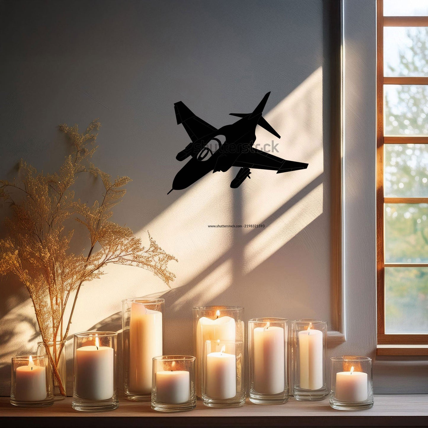 Laser Cut Fighter Jet Wall Decor, Matte Black Military Aircraft Design, Aviation Enthusiast Gift, Modern Metal Art, 3 Sizes