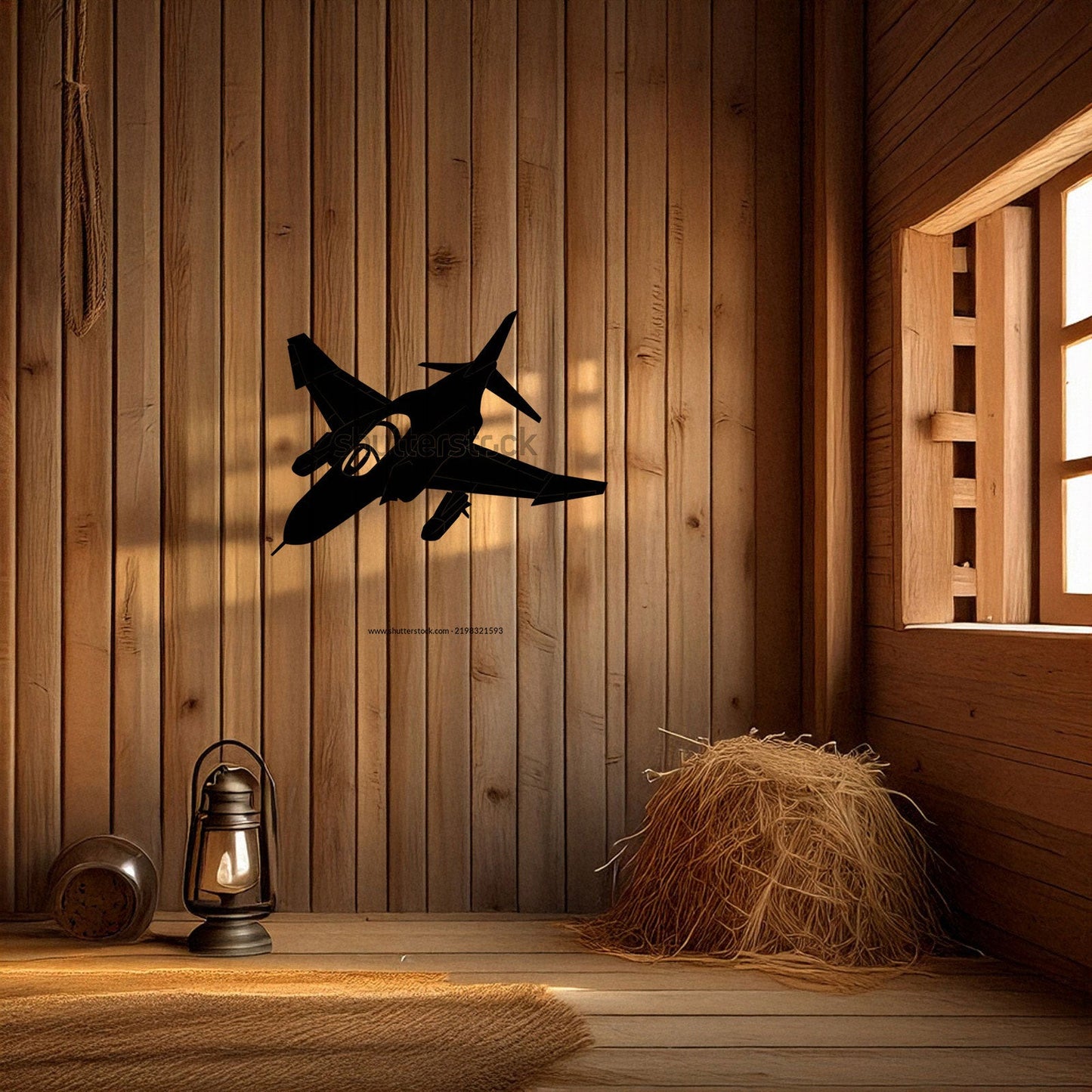 Laser Cut Fighter Jet Wall Decor, Matte Black Military Aircraft Design, Aviation Enthusiast Gift, Modern Metal Art, 3 Sizes
