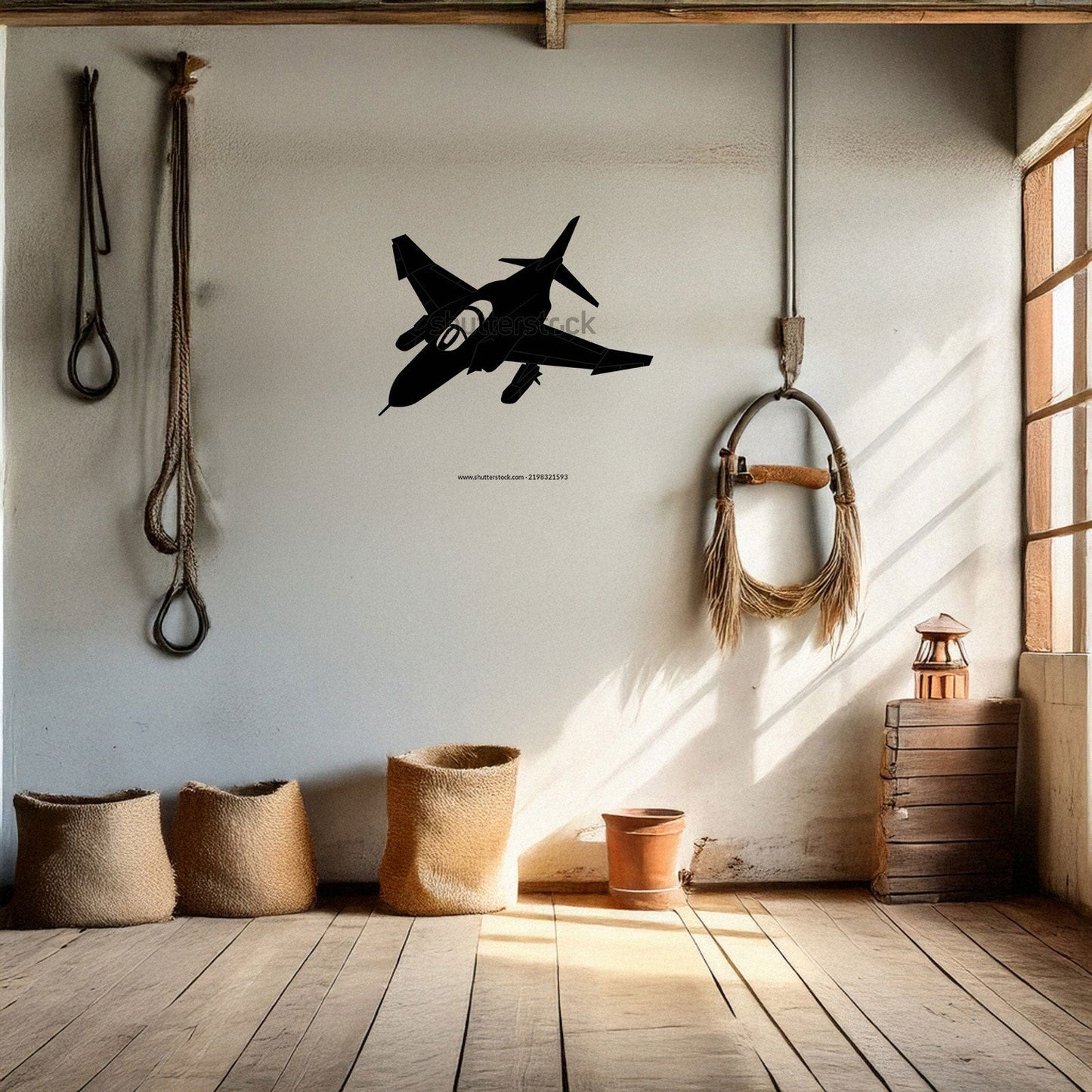 Laser Cut Fighter Jet Wall Decor, Matte Black Military Aircraft Design, Aviation Enthusiast Gift, Modern Metal Art, 3 Sizes