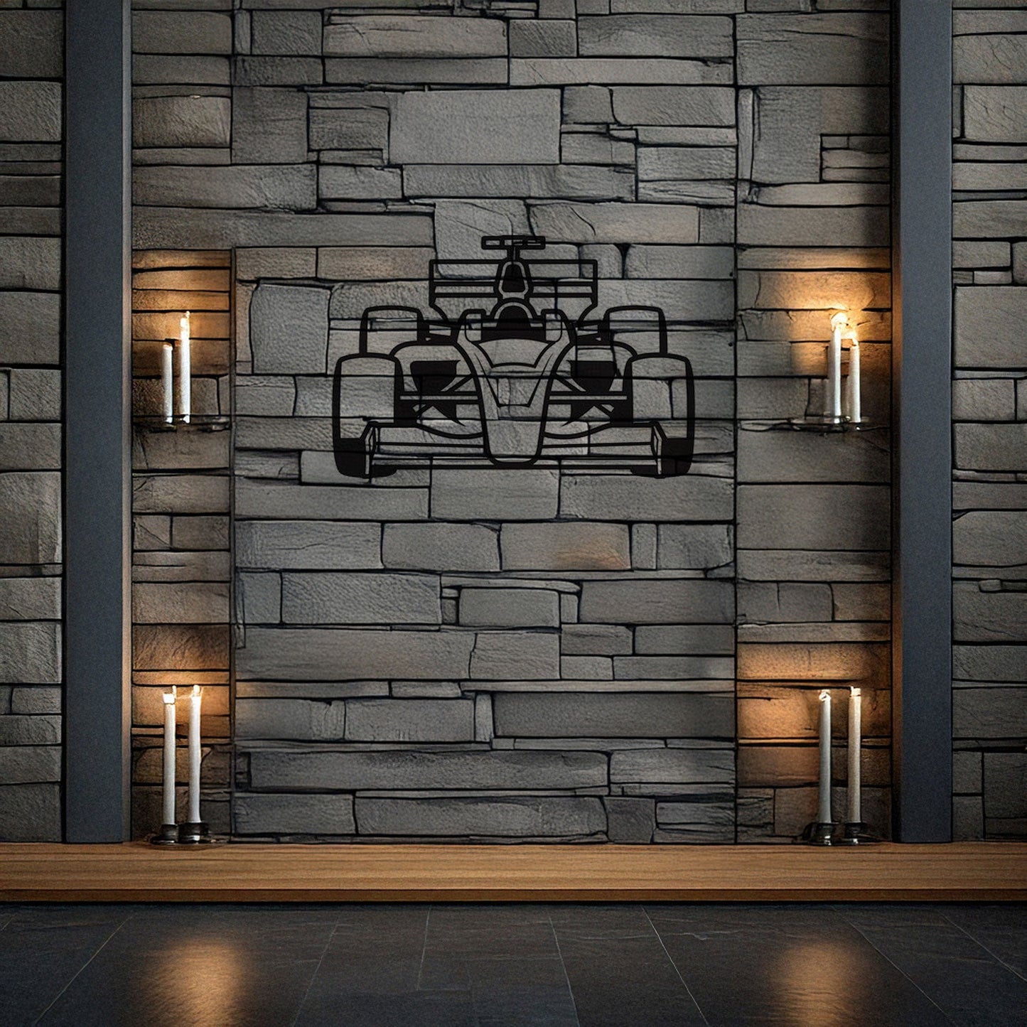 Formula 1 Car Front View Laser Cut Metal Wall Decor, Black Motorsport Gift, Modern Racing Art, 3 Sizes