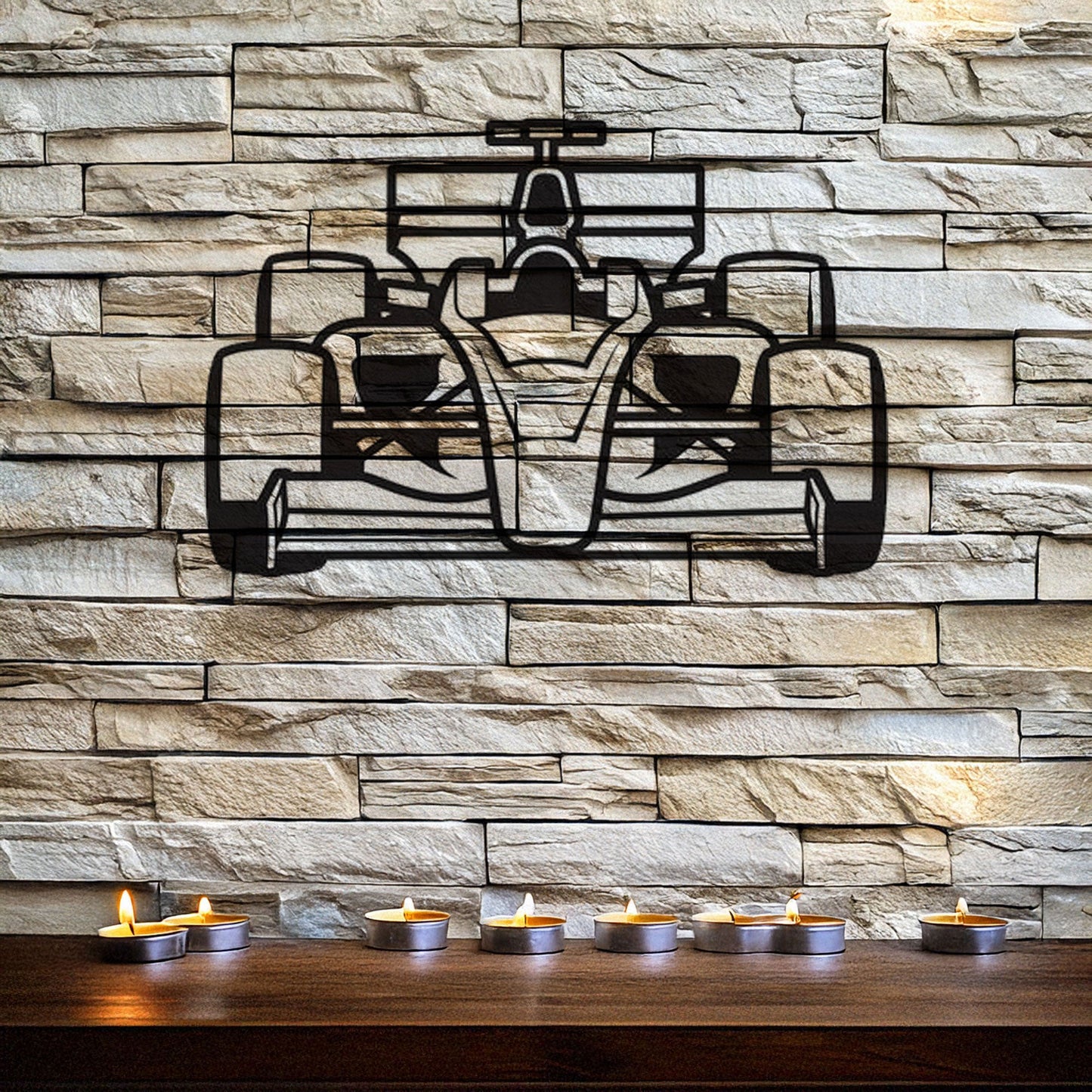 Formula 1 Car Front View Laser Cut Metal Wall Decor, Black Motorsport Gift, Modern Racing Art, 3 Sizes