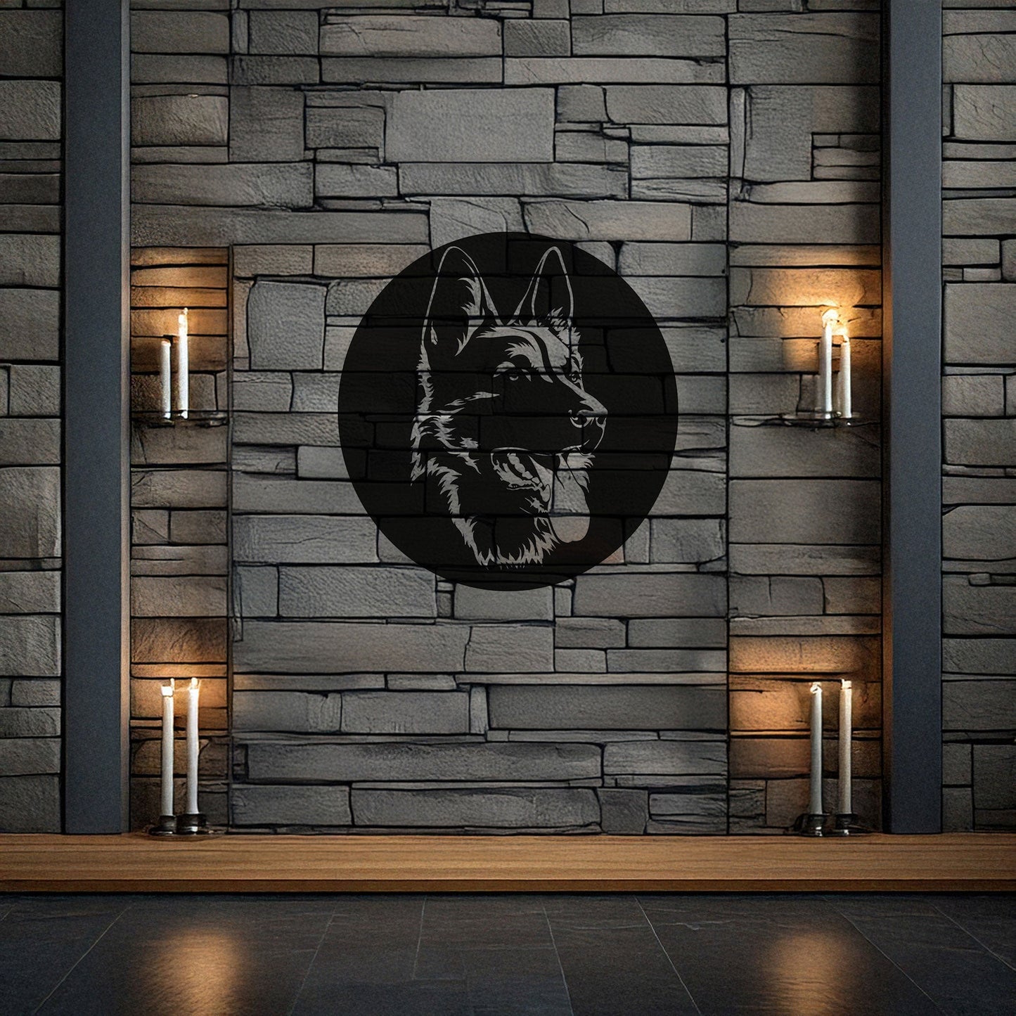 German Shepherd Laser Cut Metal Wall Decor, Black Dog Lover Gift, Pet-Themed Wall Art, 3 Sizes