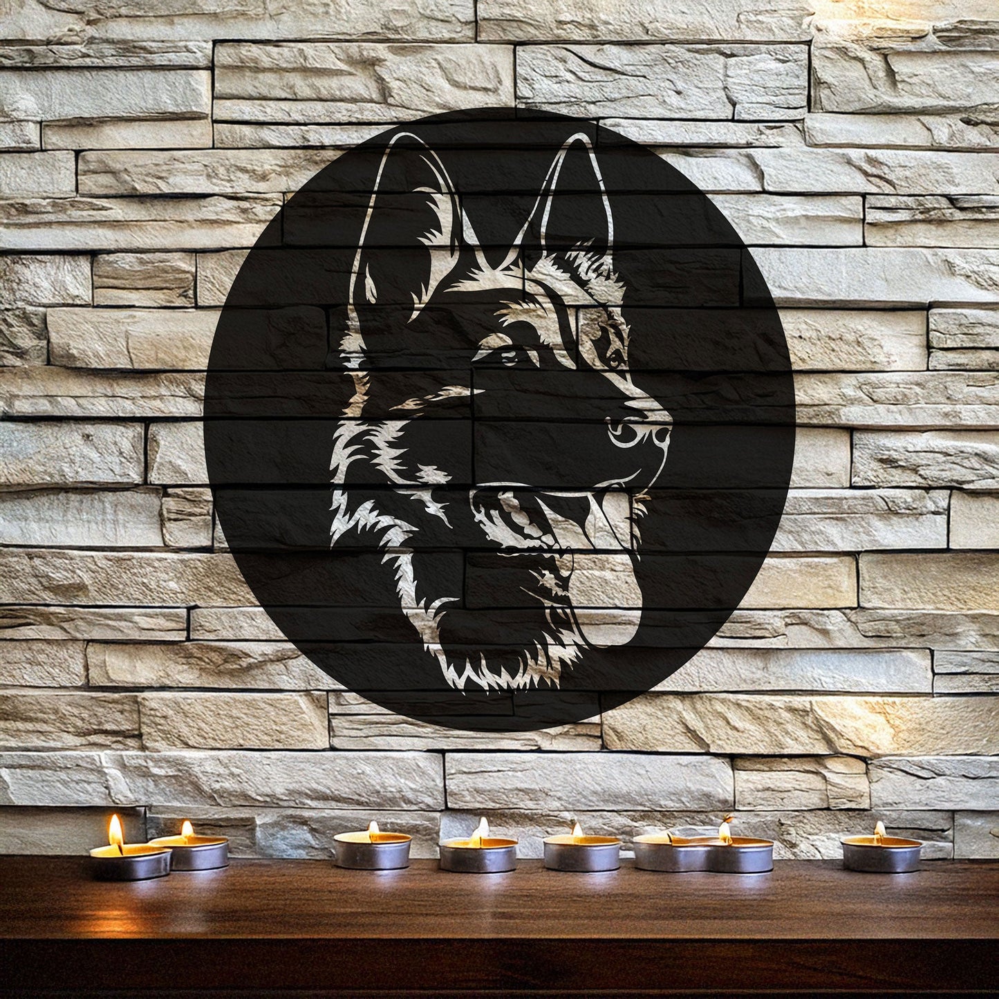 German Shepherd Laser Cut Metal Wall Decor, Black Dog Lover Gift, Pet-Themed Wall Art, 3 Sizes