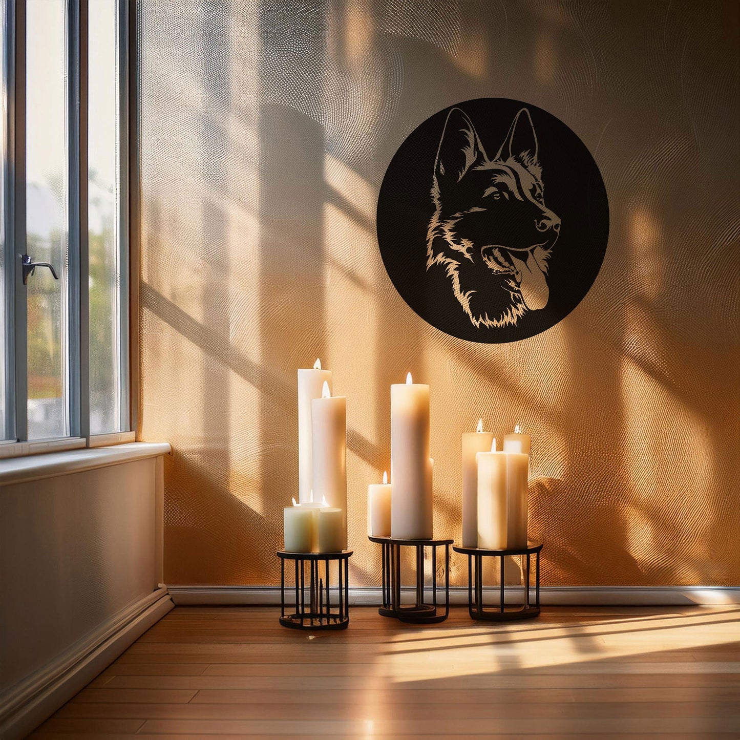 German Shepherd Laser Cut Metal Wall Decor, Black Dog Lover Gift, Pet-Themed Wall Art, 3 Sizes