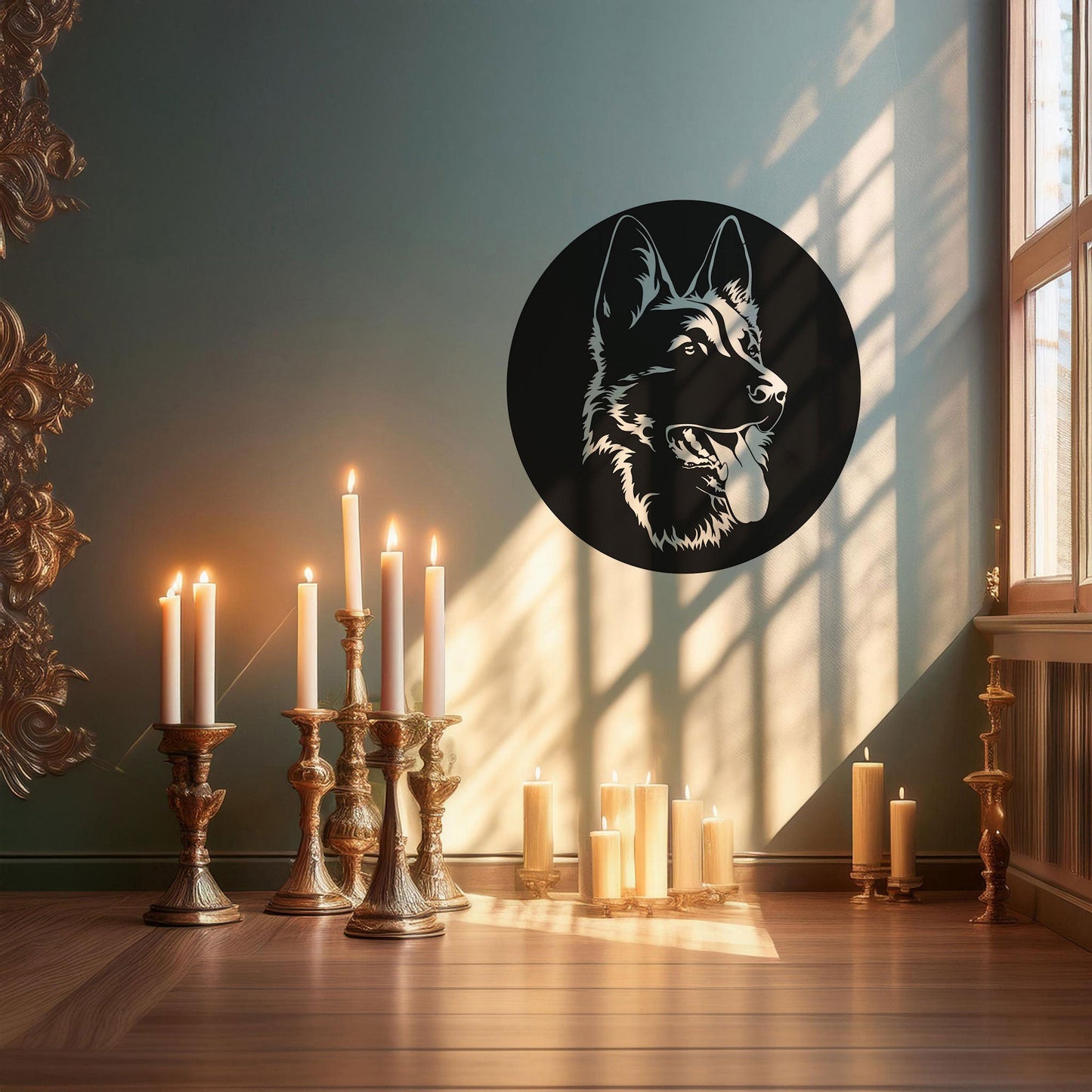 German Shepherd Laser Cut Metal Wall Decor, Black Dog Lover Gift, Pet-Themed Wall Art, 3 Sizes