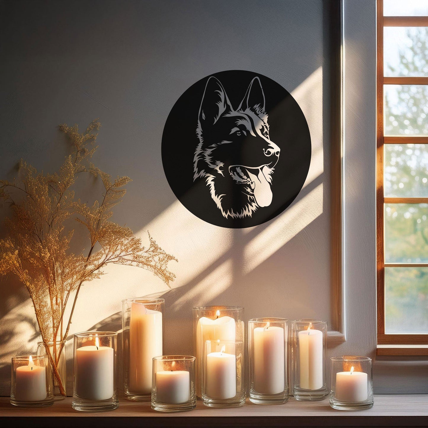 German Shepherd Laser Cut Metal Wall Decor, Black Dog Lover Gift, Pet-Themed Wall Art, 3 Sizes