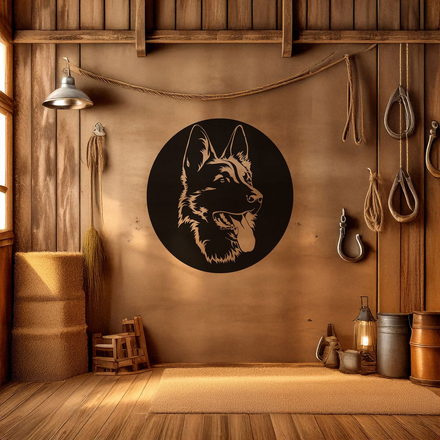 German Shepherd Laser Cut Metal Wall Decor, Black Dog Lover Gift, Pet-Themed Wall Art, 3 Sizes